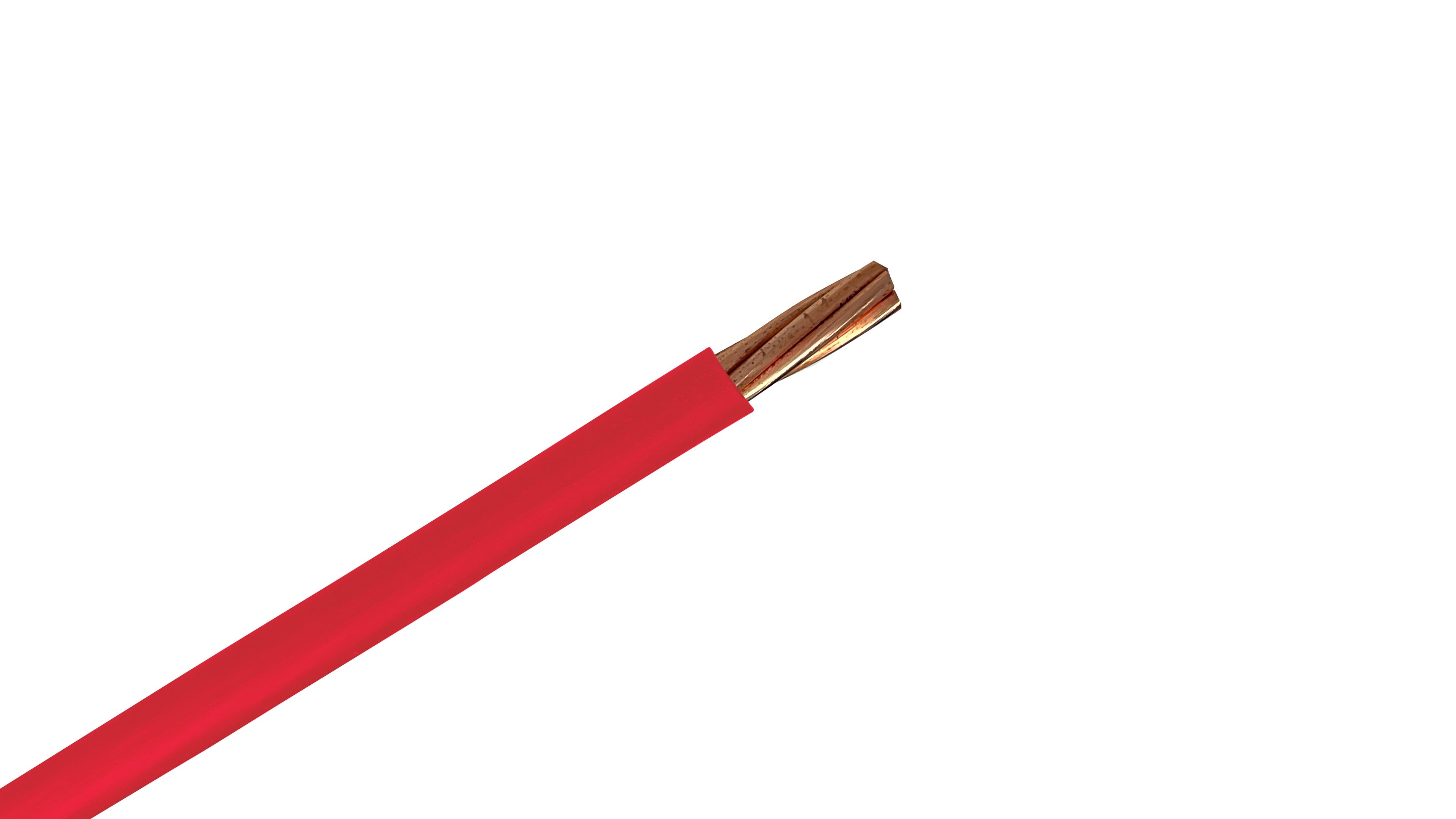 #4 AWG Copper XHHW-2 Wire, 600V Red XLPE Insulated Power Cable, 90°C Wet/Dry Rated Industrial Copper Conductor.