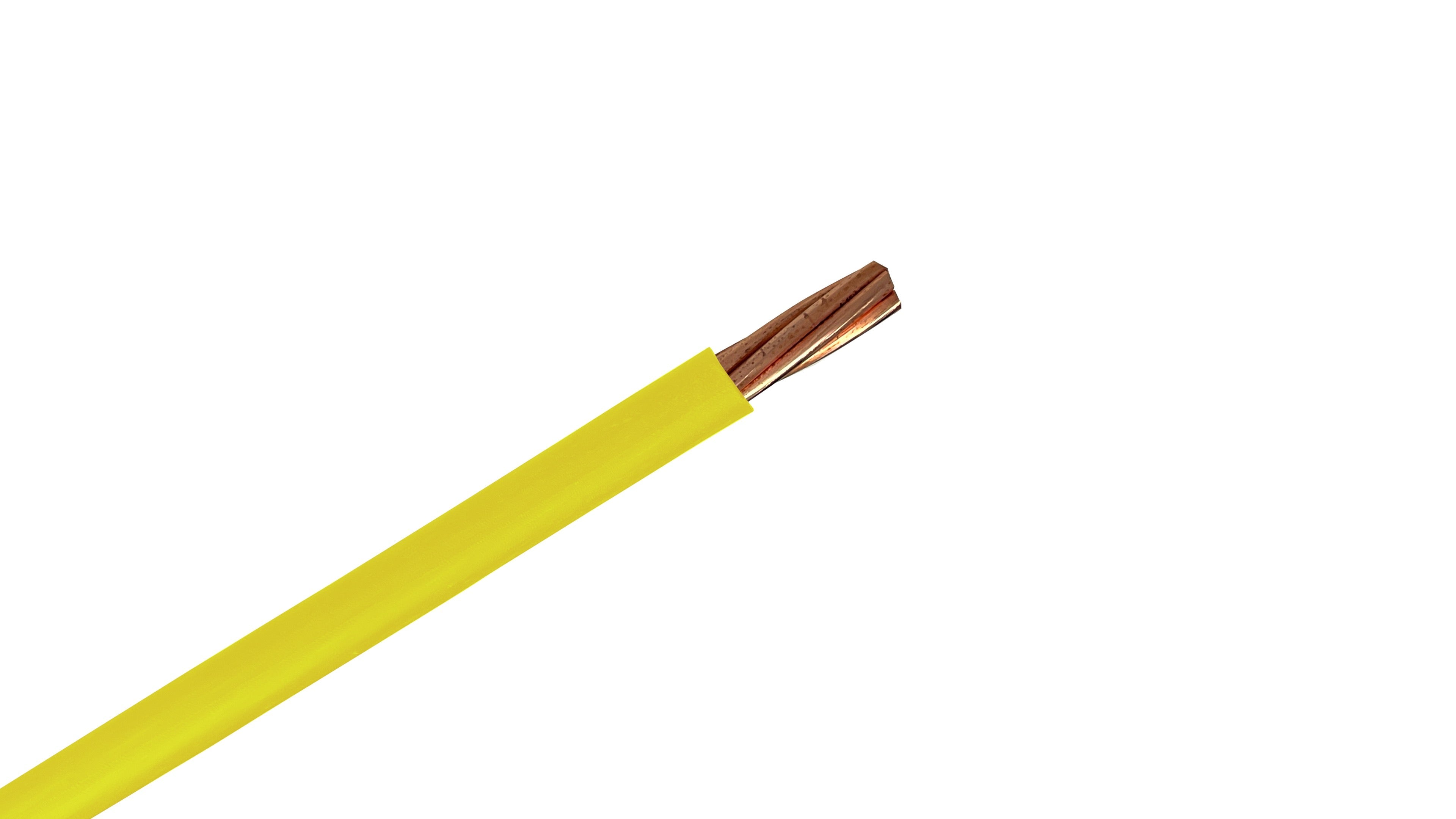 2/0 Copper XHHW-2 Wire, 600V Yellow XLPE Insulated Power Cable, 90°C Wet/Dry Rated Industrial Copper Conductor.