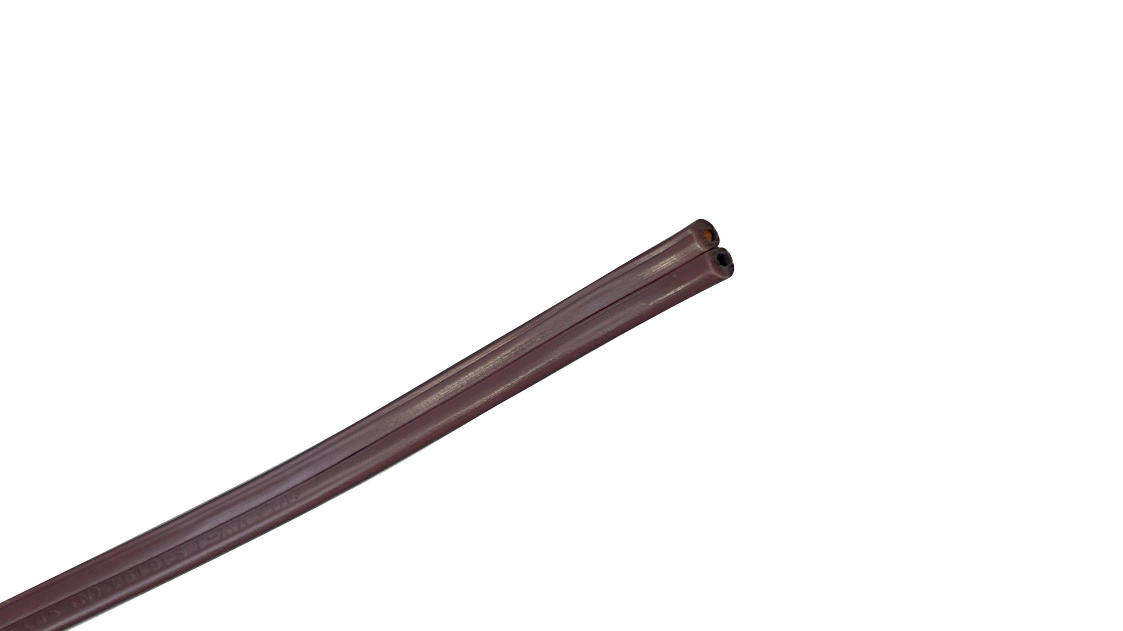 16 AWG 2 Conductor (zip cord) SPT-2 Lamp Cord, 300V, with brown parallel PVC jacket.