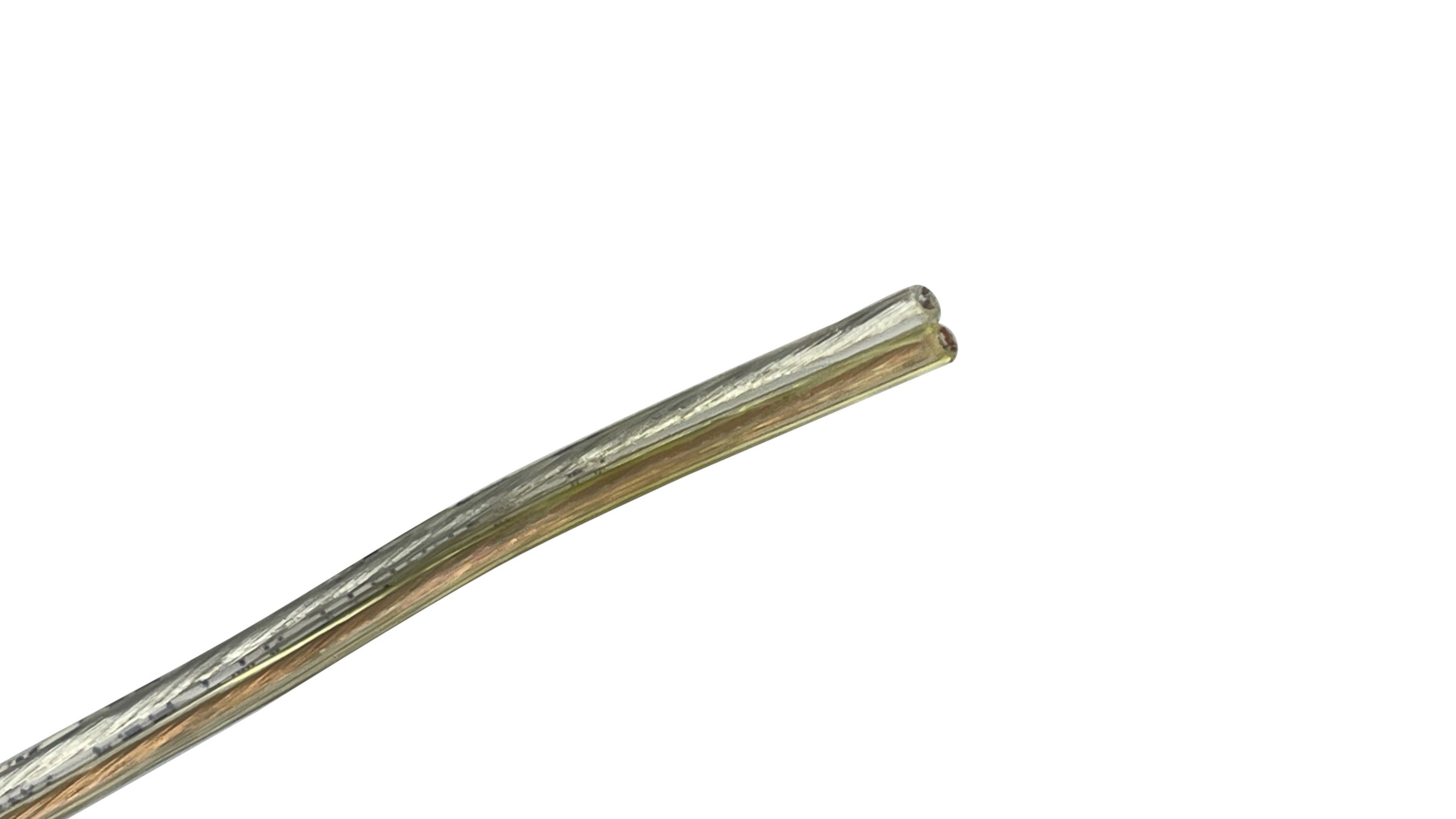 16 AWG 2 Conductor (zip cord) SPT-2 Lamp Cord, 300V, with clear parallel PVC jacket.