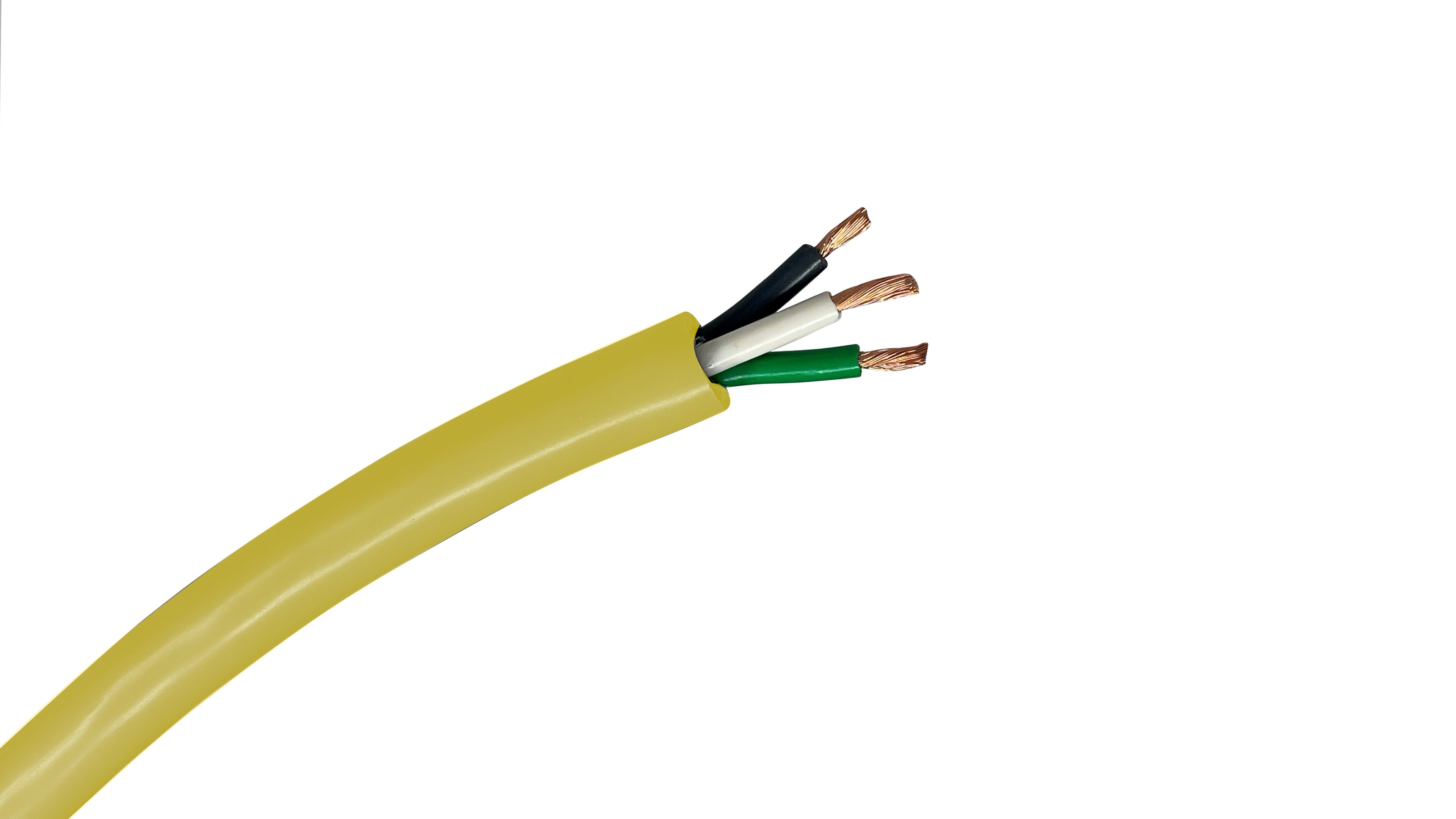14 AWG 3C SJOOW yellow portable cord, high-visibility 300V power cable for industrial safety and temporary power.