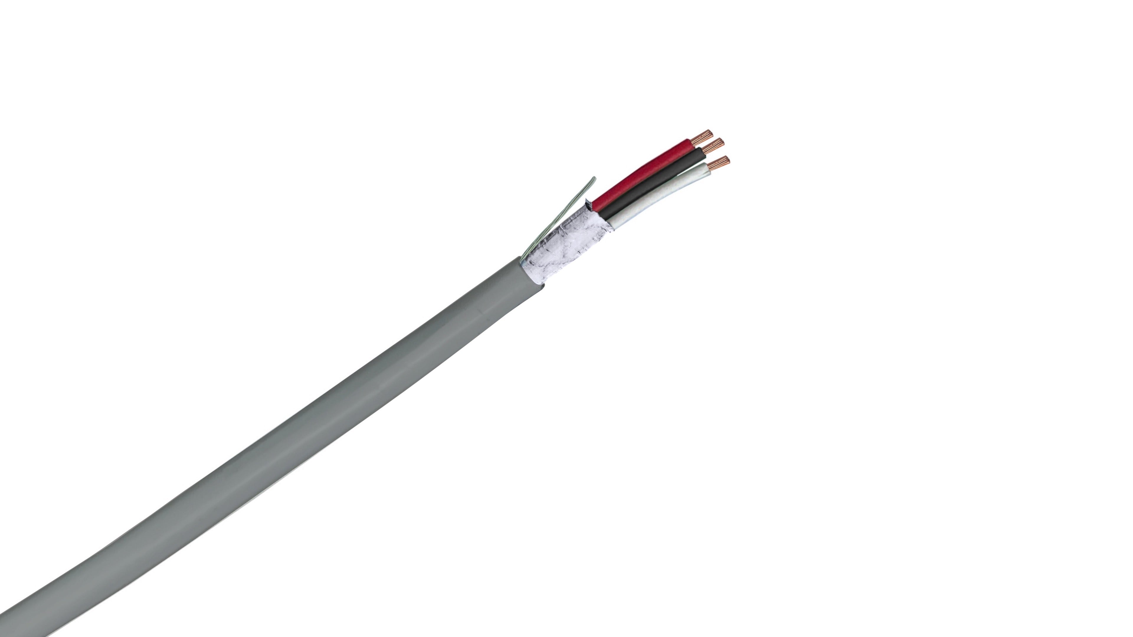 16-3 Shielded Riser Security Cable, 16 AWG 3-Conductor CMR Rated, Foil Shield with Drain Wire for Access Control & Alarms.