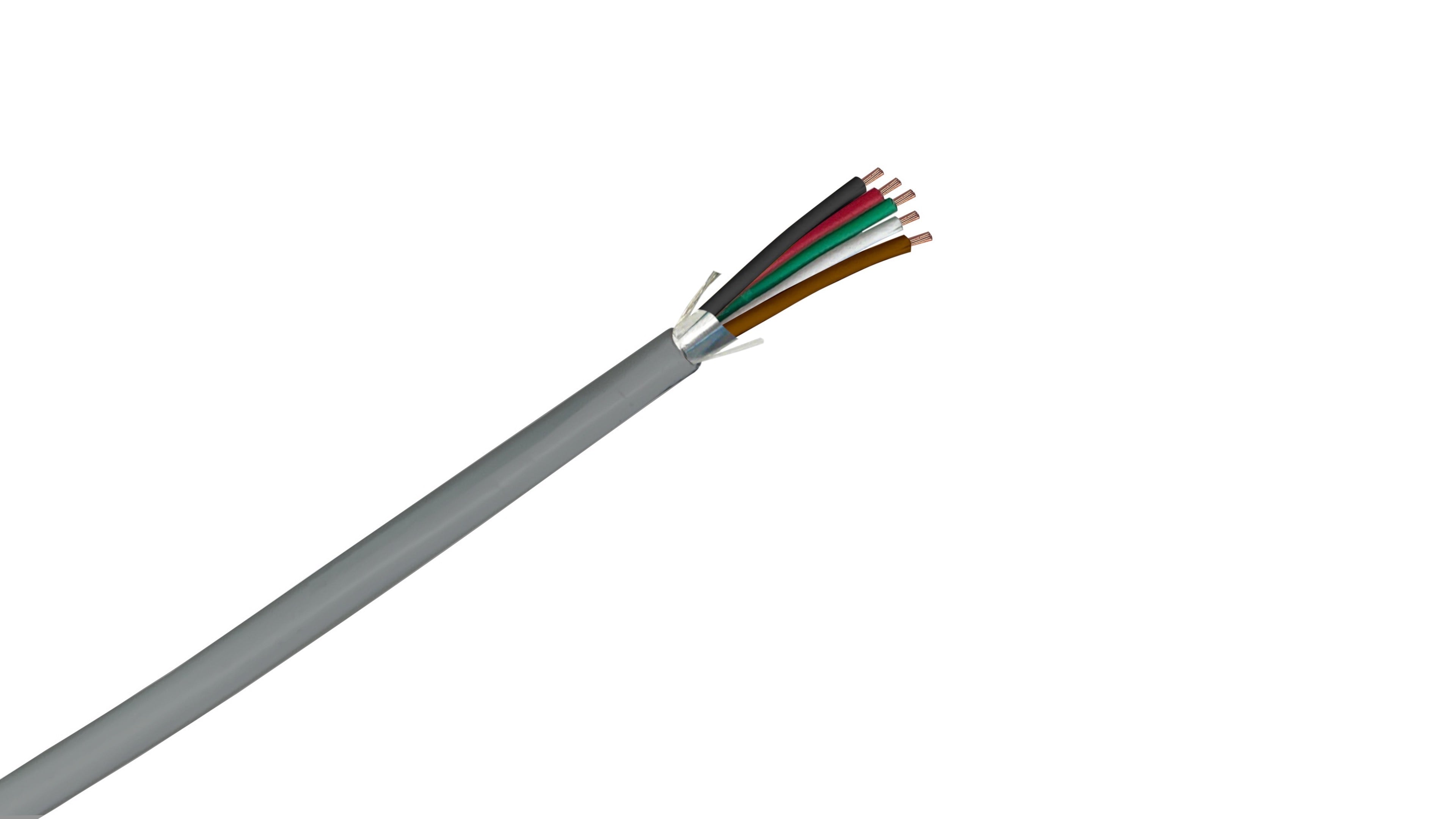 18-5 Shielded Riser Security Cable, 18 AWG 5-Conductor CMR Rated, Foil Shield with Drain Wire for Access Control & Alarms.