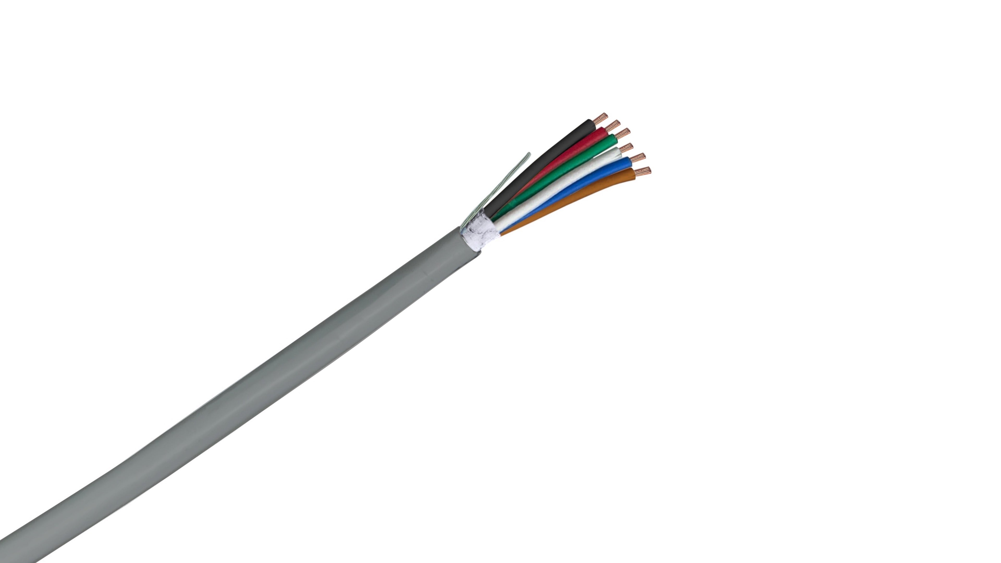 18-6 Shielded Riser Security Cable, 18 AWG 6-Conductor CMR Rated, Foil Shield with Drain Wire for Access Control & Alarms.