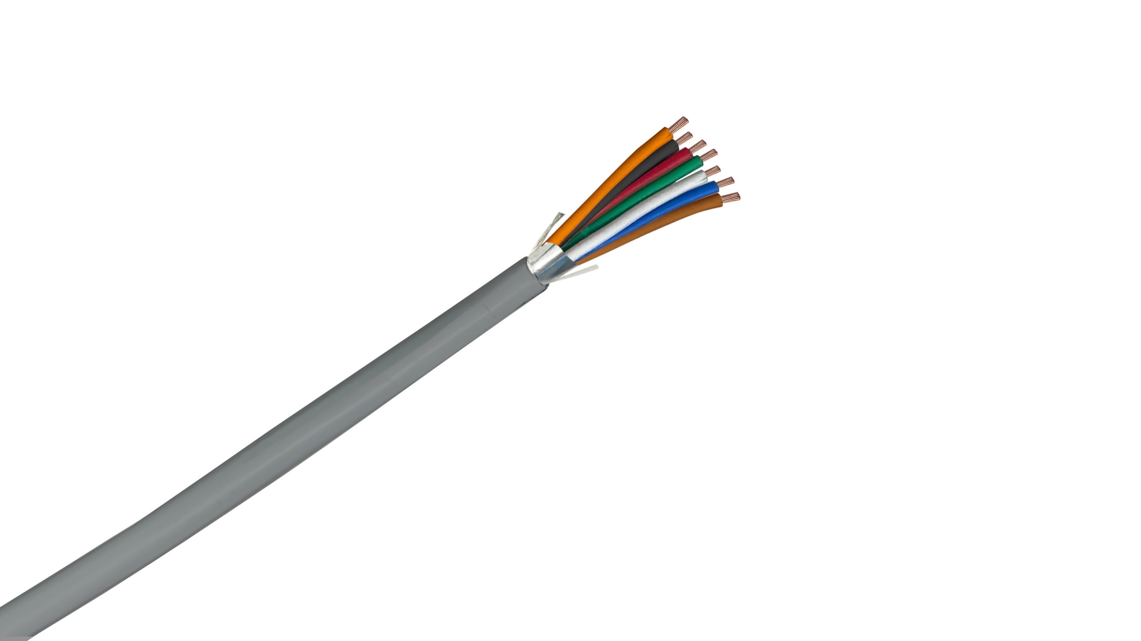 18-7 Shielded Riser Security Cable, 18 AWG 7-Conductor CMR Rated, Foil Shield with Drain Wire for Access Control & Alarms.
