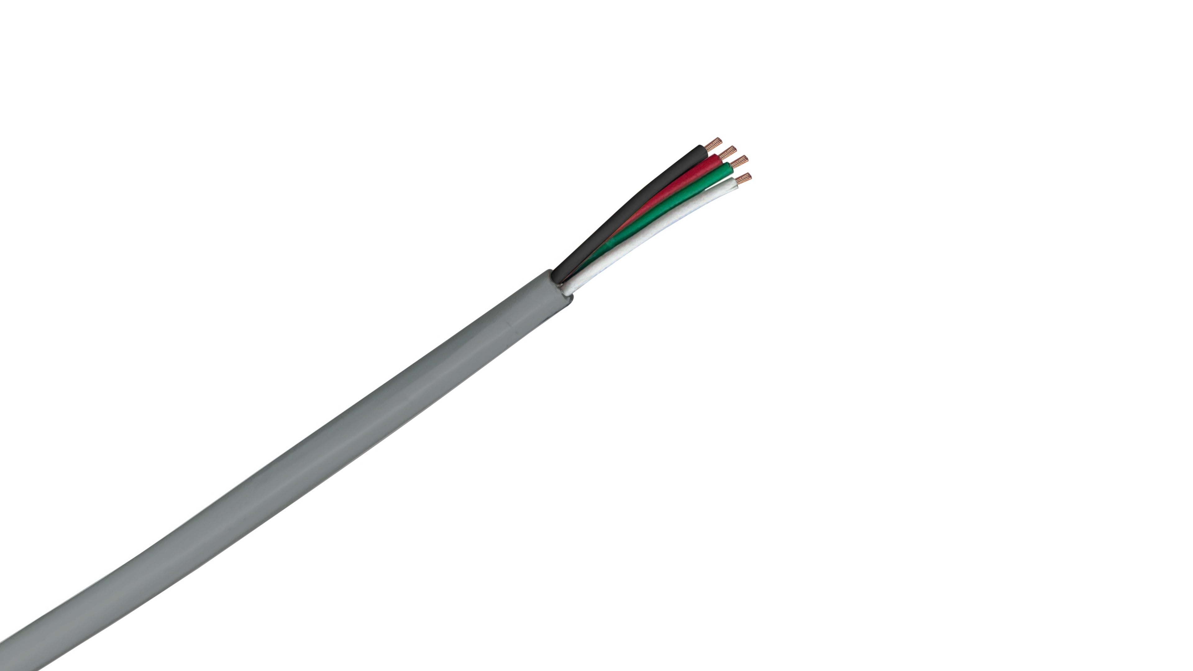 16-4 Unshielded Riser Security Cable, 16 AWG 4-Conductor CMR Rated, Gray jacketed copper wire for security and audio.