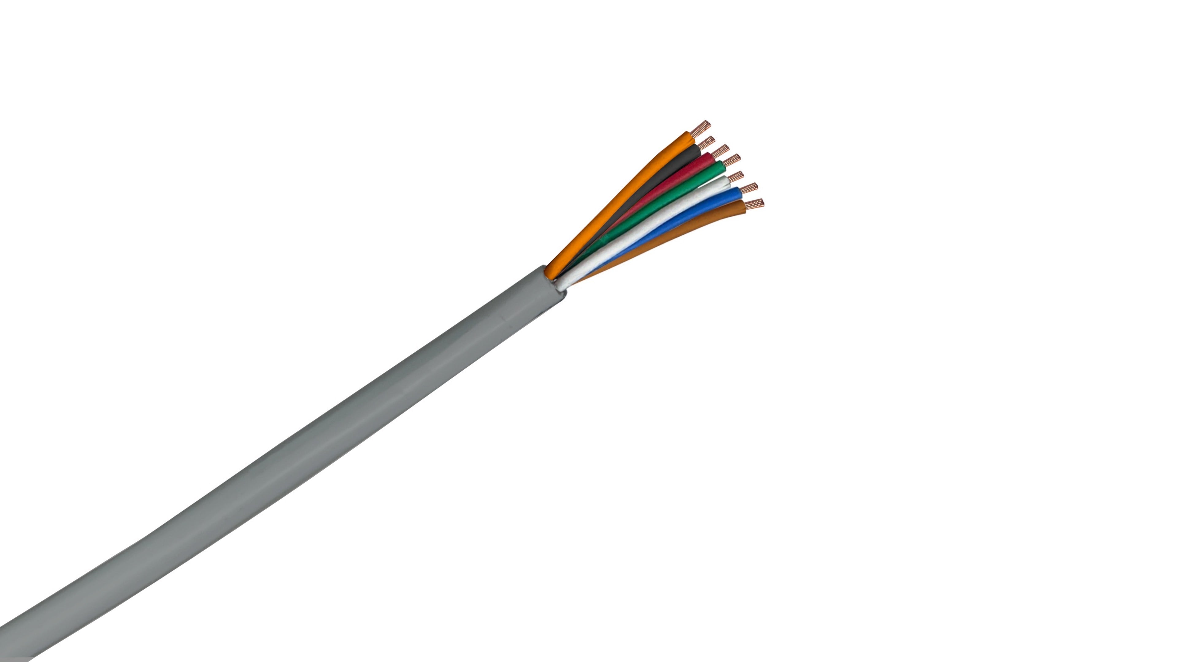 16-7 Unshielded Riser Security Cable, 16 AWG 7-Conductor CMR Rated, Gray jacketed copper wire for security and audio.
