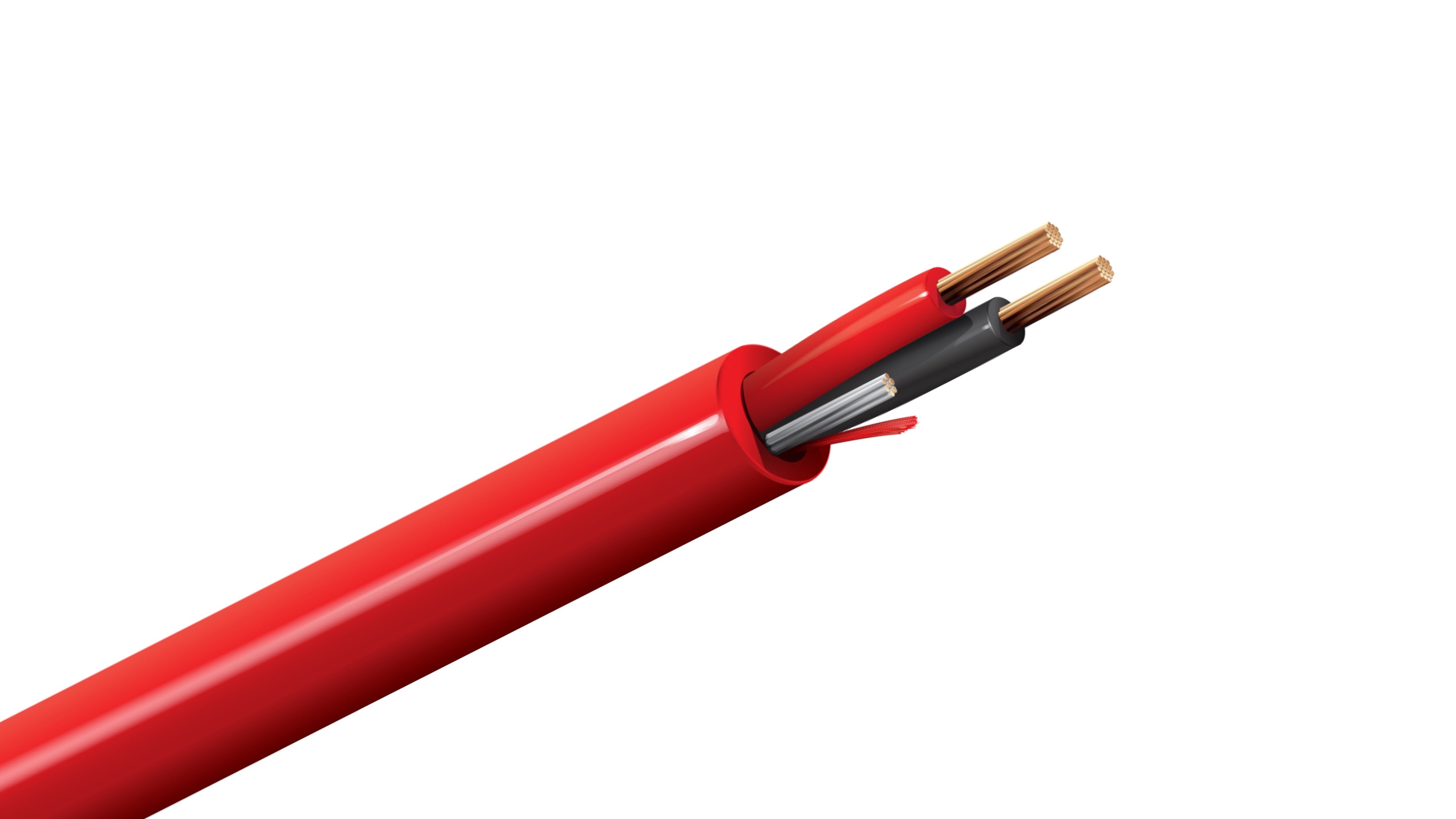 Belden 5000UL Cable, 12 AWG 2-Conductor Stranded BC, FPLR Riser Rated, Red PVC Jacket, Fire Alarm Control Wire.