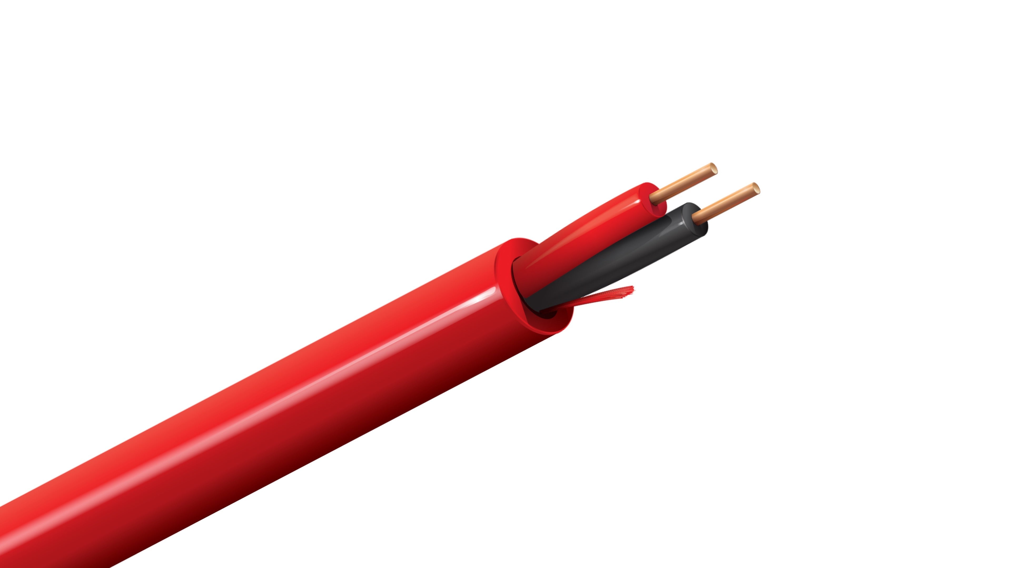 Belden 5020UL Cable, 12 AWG 2-Conductor Solid BC, FPLR Riser Rated, Red PVC Jacket, Fire Alarm Control Wire.