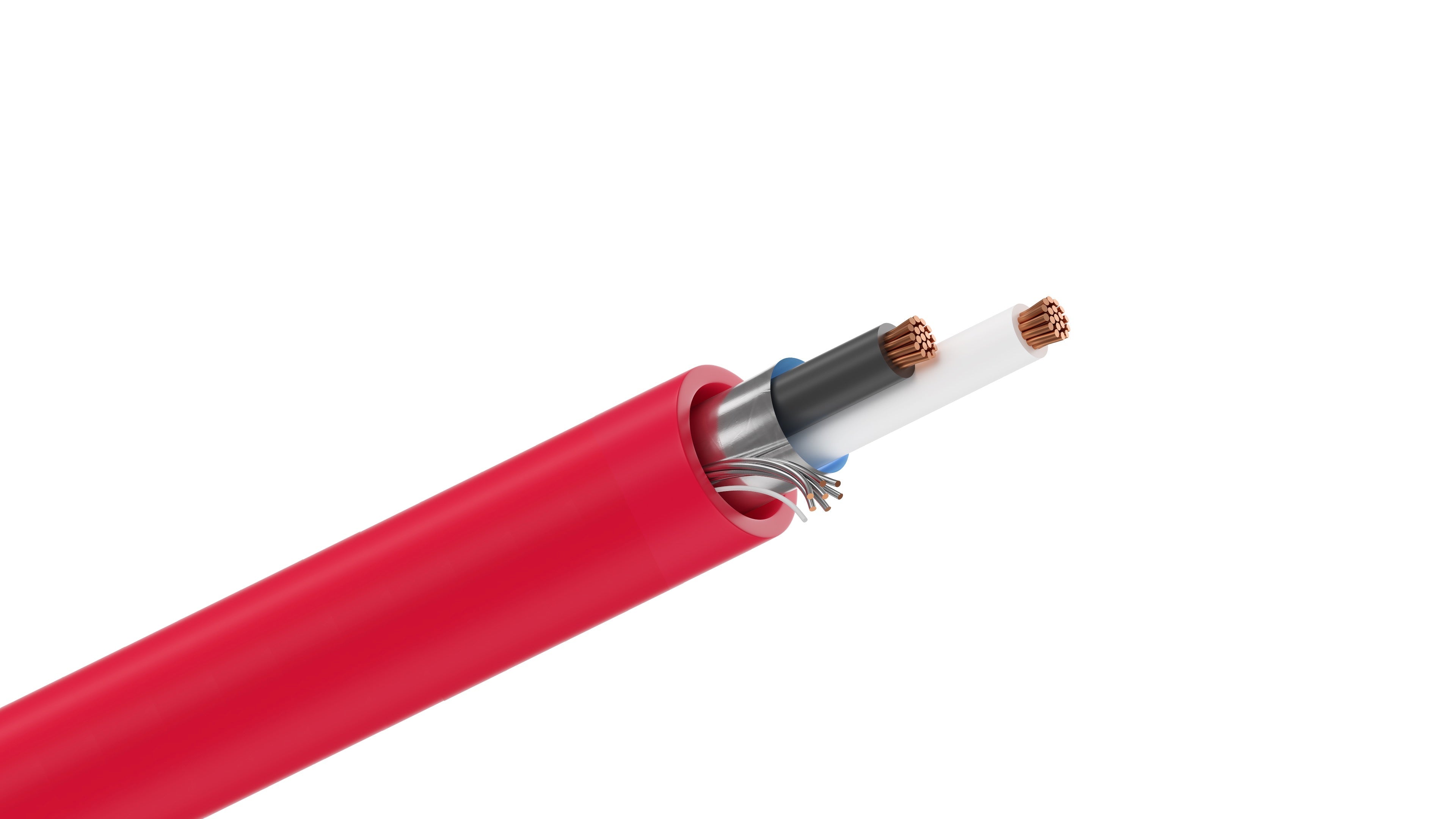 Belden 5100FE Cable, 14 AWG 2-Conductor Shielded, CMR Riser Rated, PVC Jacket, High-Power Audio and Control Wire.