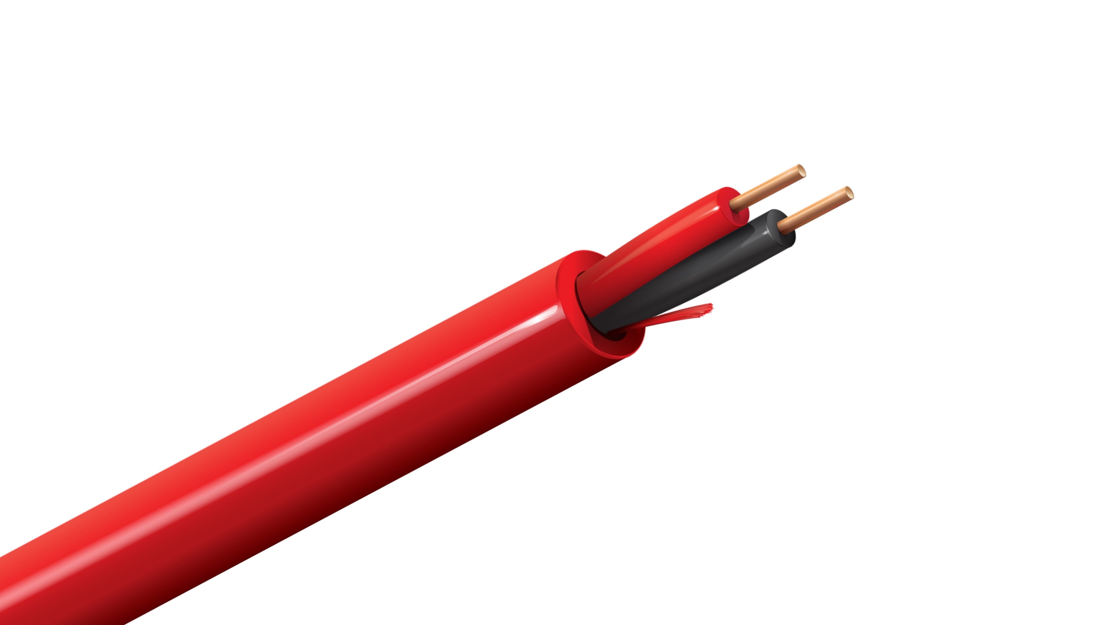 Belden 5120UL Cable, 14 AWG 2-Conductor Solid BC, FPLR Riser Rated, Red PVC Jacket, Fire Alarm Control Wire.