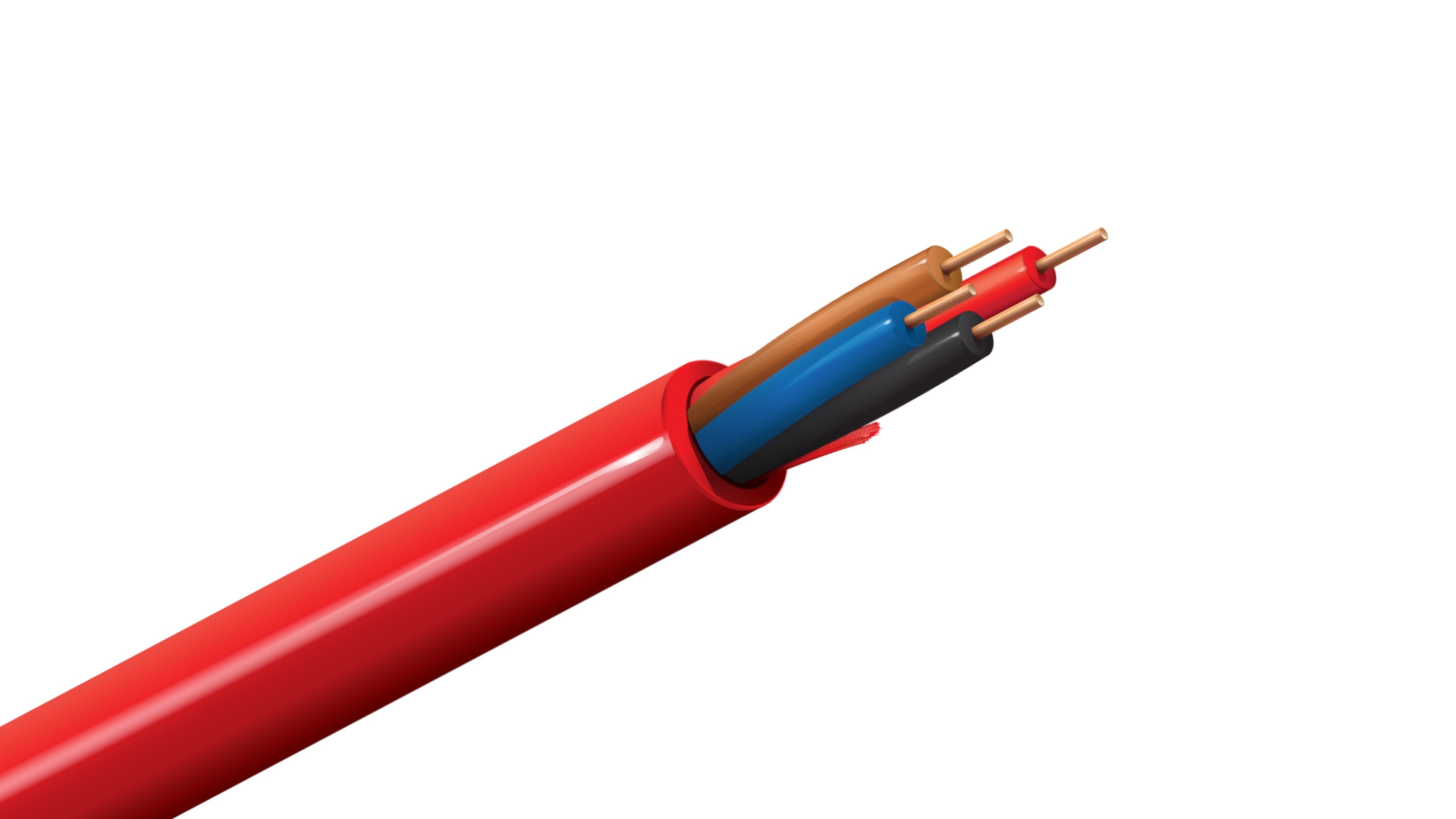 Belden 5122UL Cable, 14 AWG 4-Conductor Solid BC, FPLR Riser Rated, Red PVC Jacket, Fire Alarm Control Wire.