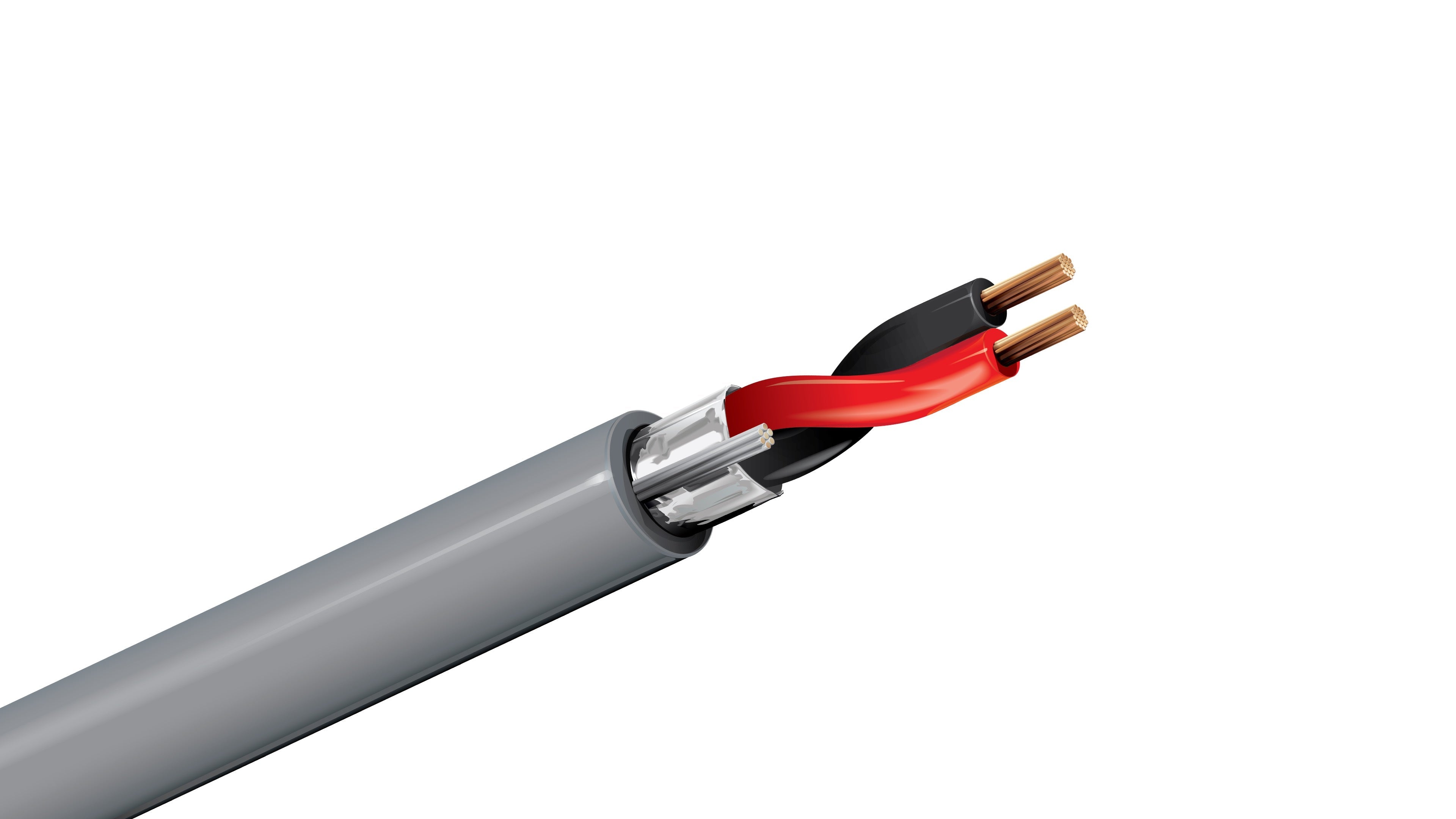 Belden 5200FE Cable, 16 AWG 2-Conductor Shielded, CMR Riser Rated, Grey PVC Jacket, Commercial Audio and Security Wire.