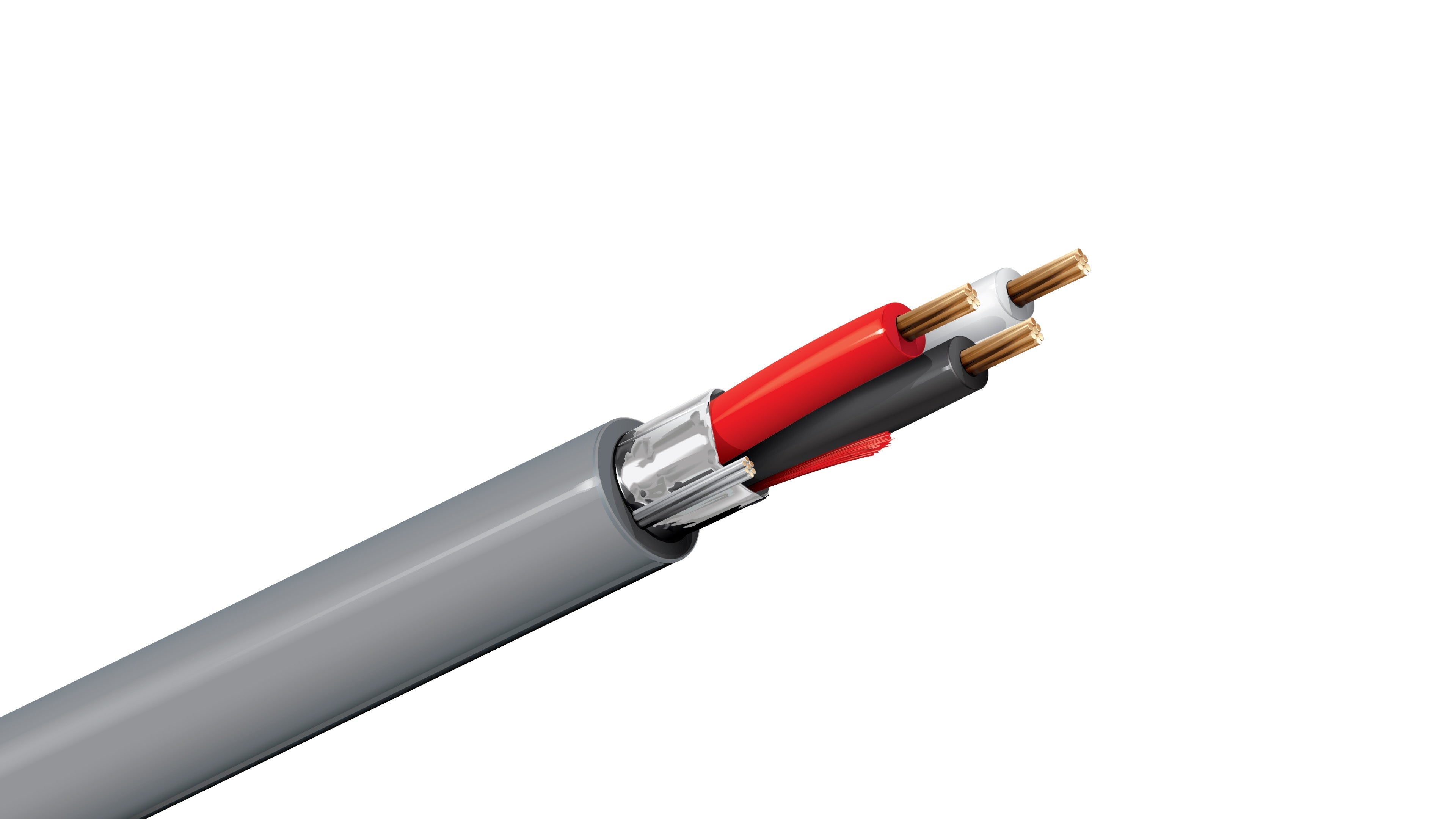 Belden 5201FE Cable, 16 AWG 3-Conductor Shielded, CMR Riser Rated, Grey PVC Jacket, Commercial Audio and Control Wire.