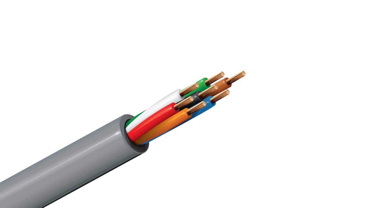 Belden 5205UE Control Cable, 7C 16 AWG Unshielded Stranded Bare Copper, 300V CMR Riser Rated Gray Multi-Wire Trunk.
