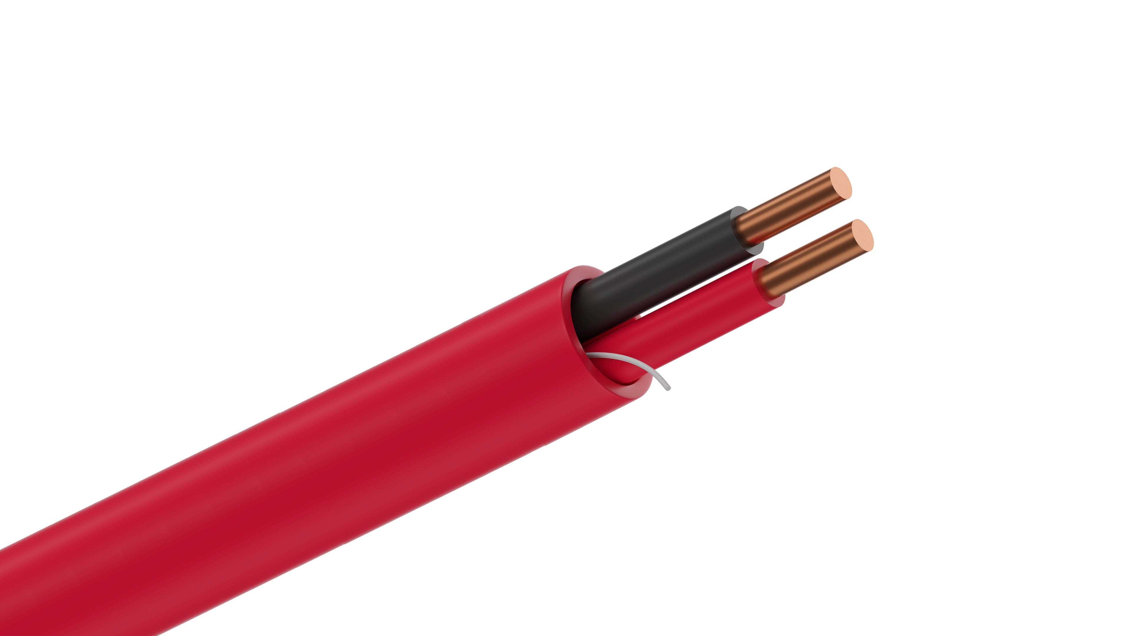 Belden 5220UL Cable, 12 AWG 2-Conductor Solid BC, FPLR Riser Rated, Red PVC Jacket, Fire Alarm Control Wire.