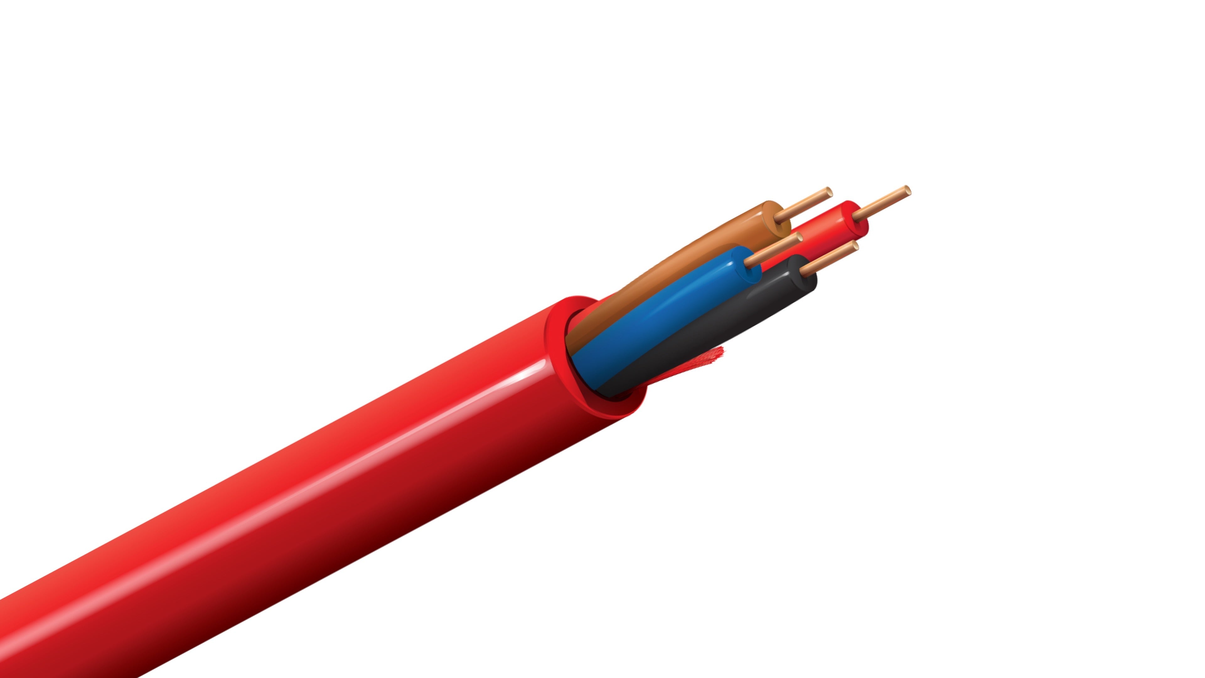 Belden 5222UL Cable, 12 AWG 4-Conductor Solid BC, FPLR Riser Rated, Red PVC Jacket, Fire Alarm Control Wire.