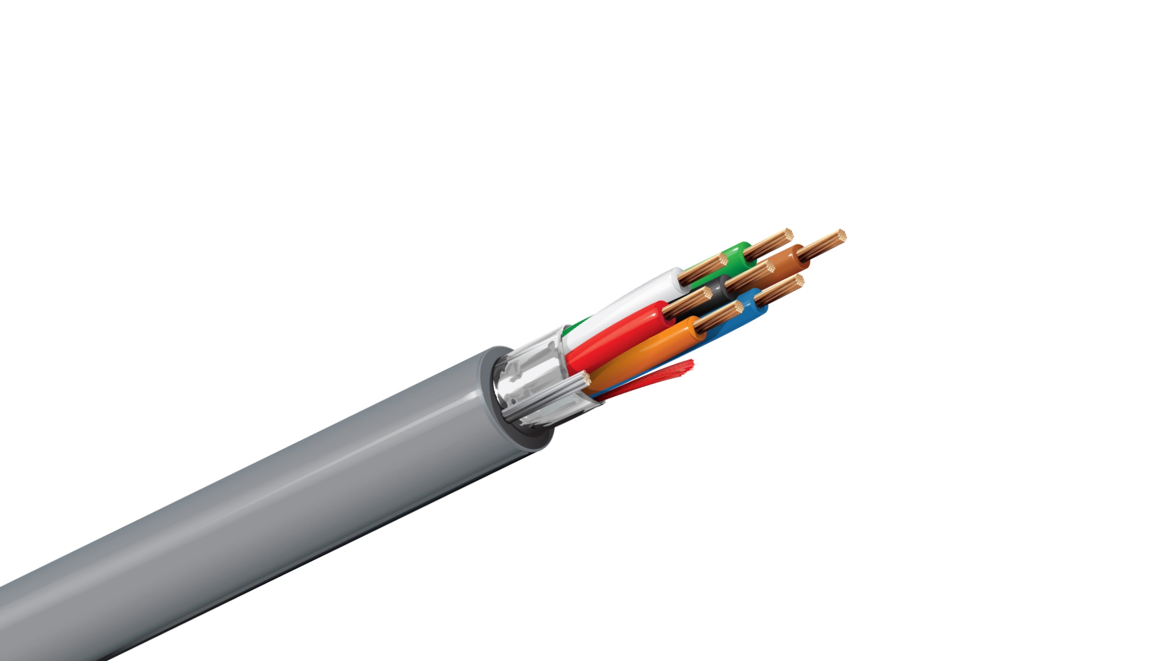 Belden 5305FE Cable, 18 AWG 6-Conductor Shielded, CMR Riser Rated, Grey PVC Jacket, Commercial Control and Signaling Wire.