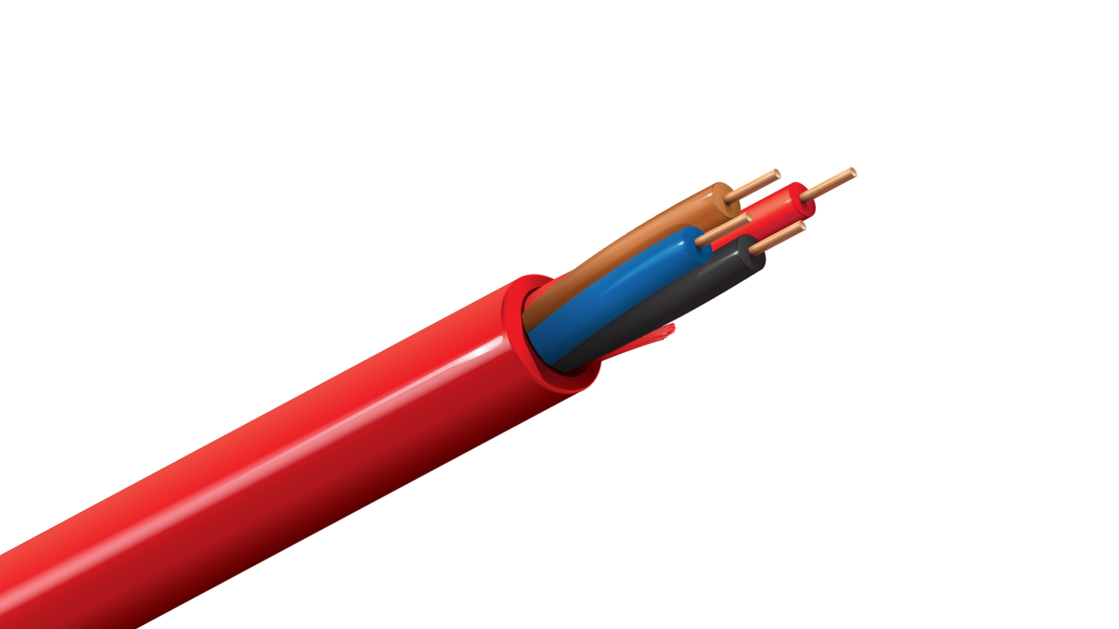 Belden 5322UL Cable, 18 AWG 4-Conductor Solid BC, FPLR Riser Rated, Red PVC Jacket, Fire Alarm Control Wire.