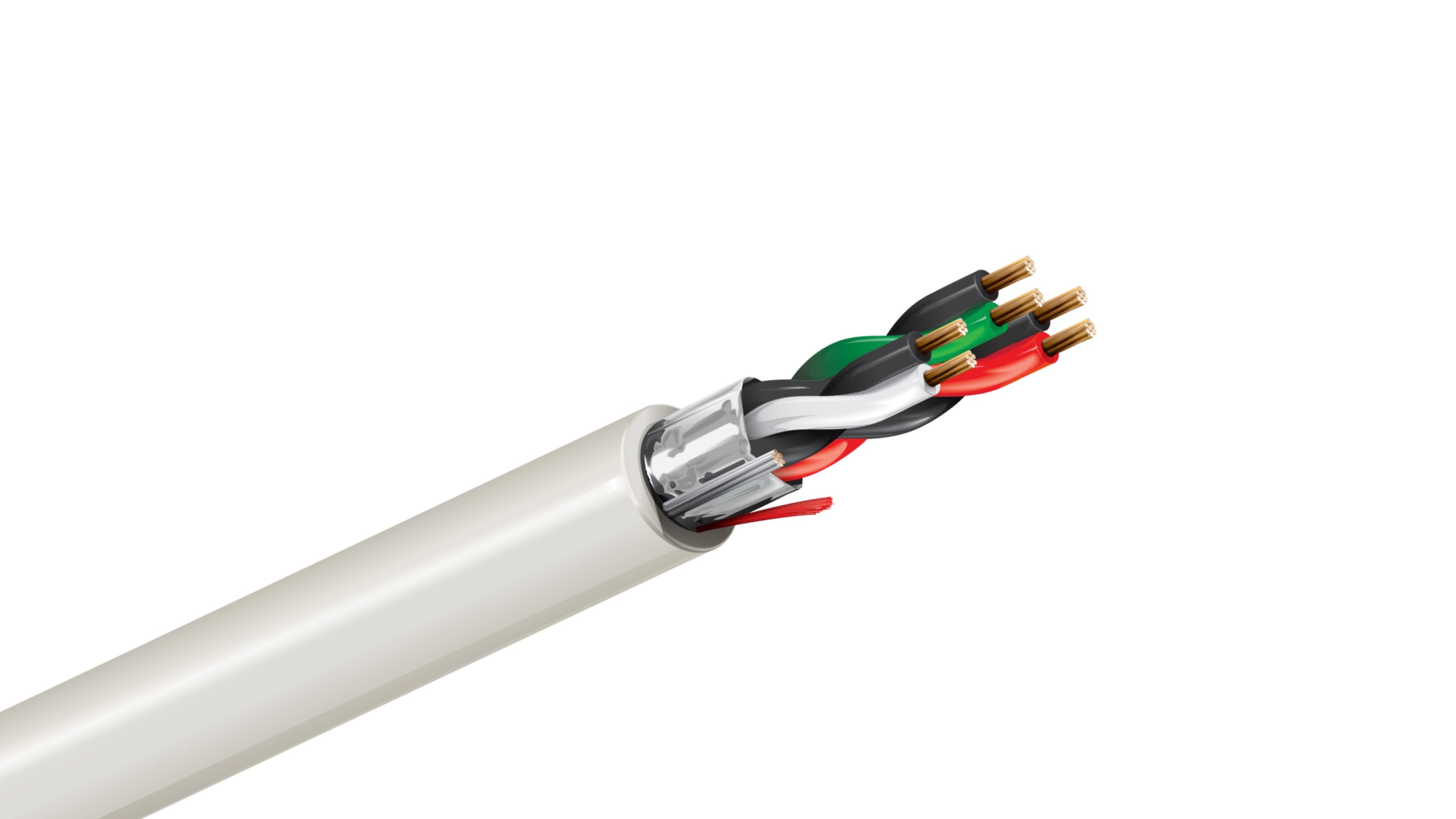 Belden 5342FE Cable, 18 AWG 3-Pair Shielded, CMR Riser Rated, Grey PVC Jacket, Commercial Control and Audio Twisted Pair.