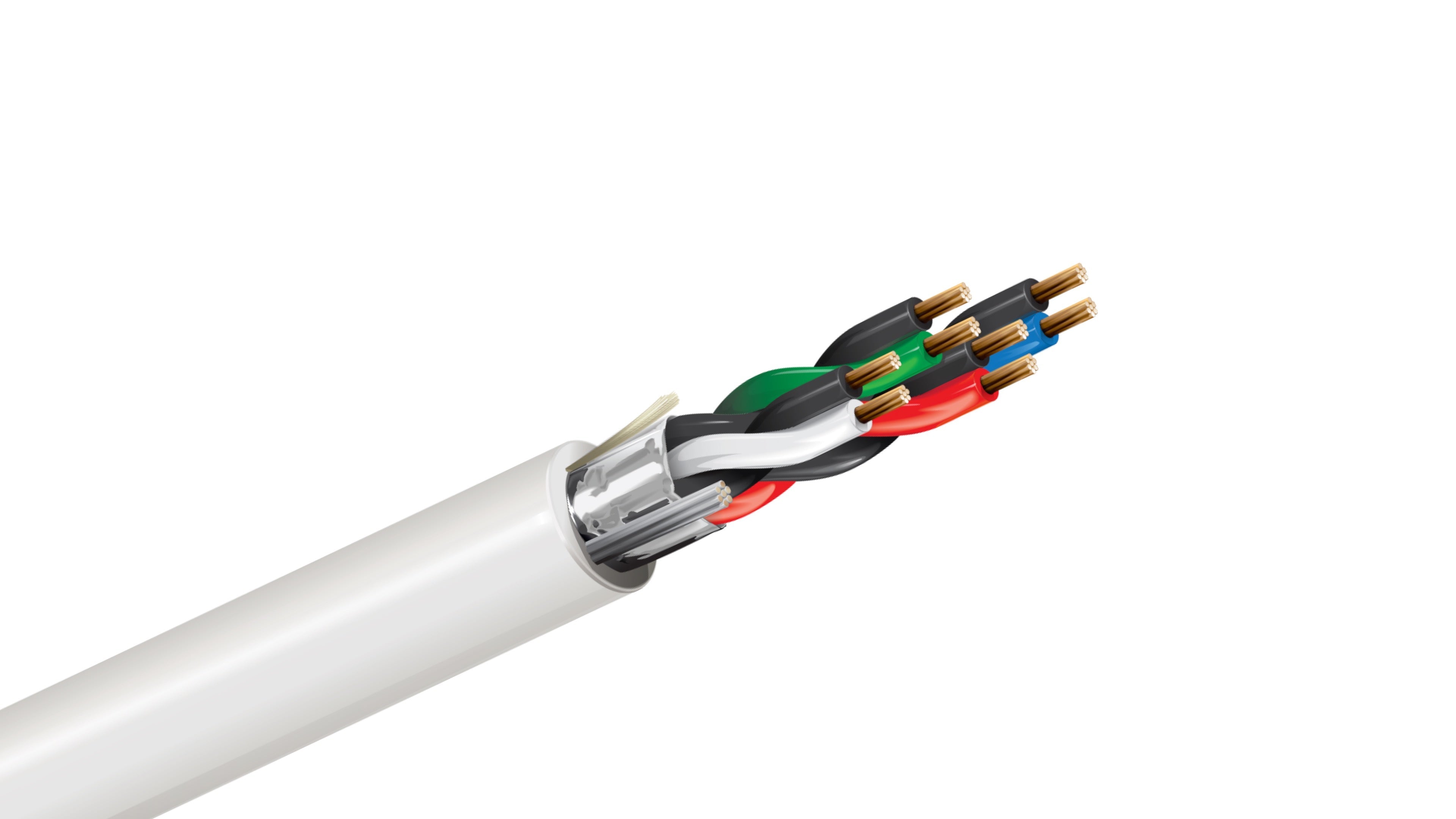 Belden 5343FE Cable, 18 AWG 4-Pair Shielded, CMR Riser Rated, PVC Jacket, Commercial Control and Audio Twisted Pair.