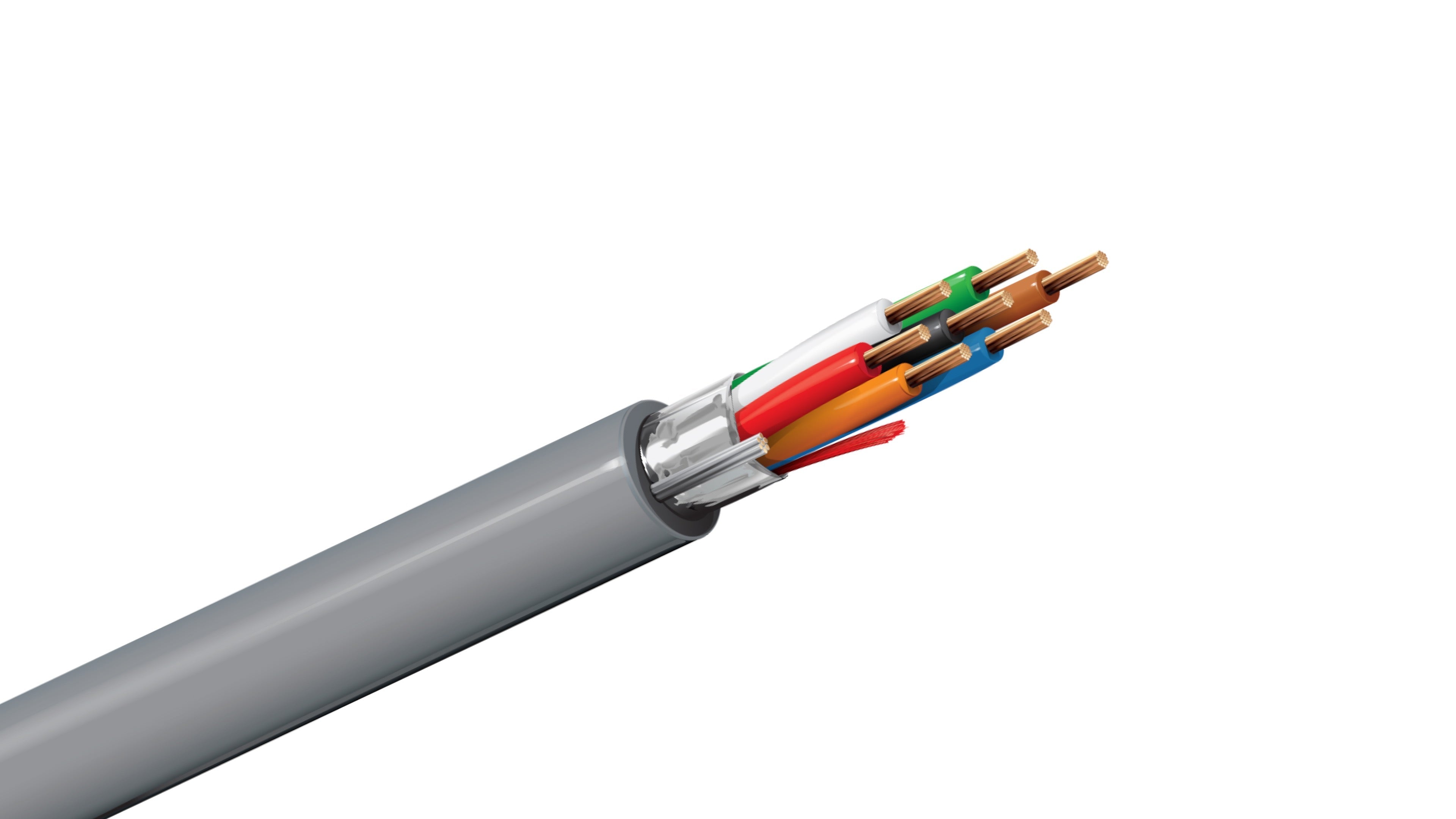 Belden 5405FE Cable, 20 AWG 7-Conductor Shielded, CMR Riser Rated, Grey PVC Jacket, Commercial Control and Signaling Wire.