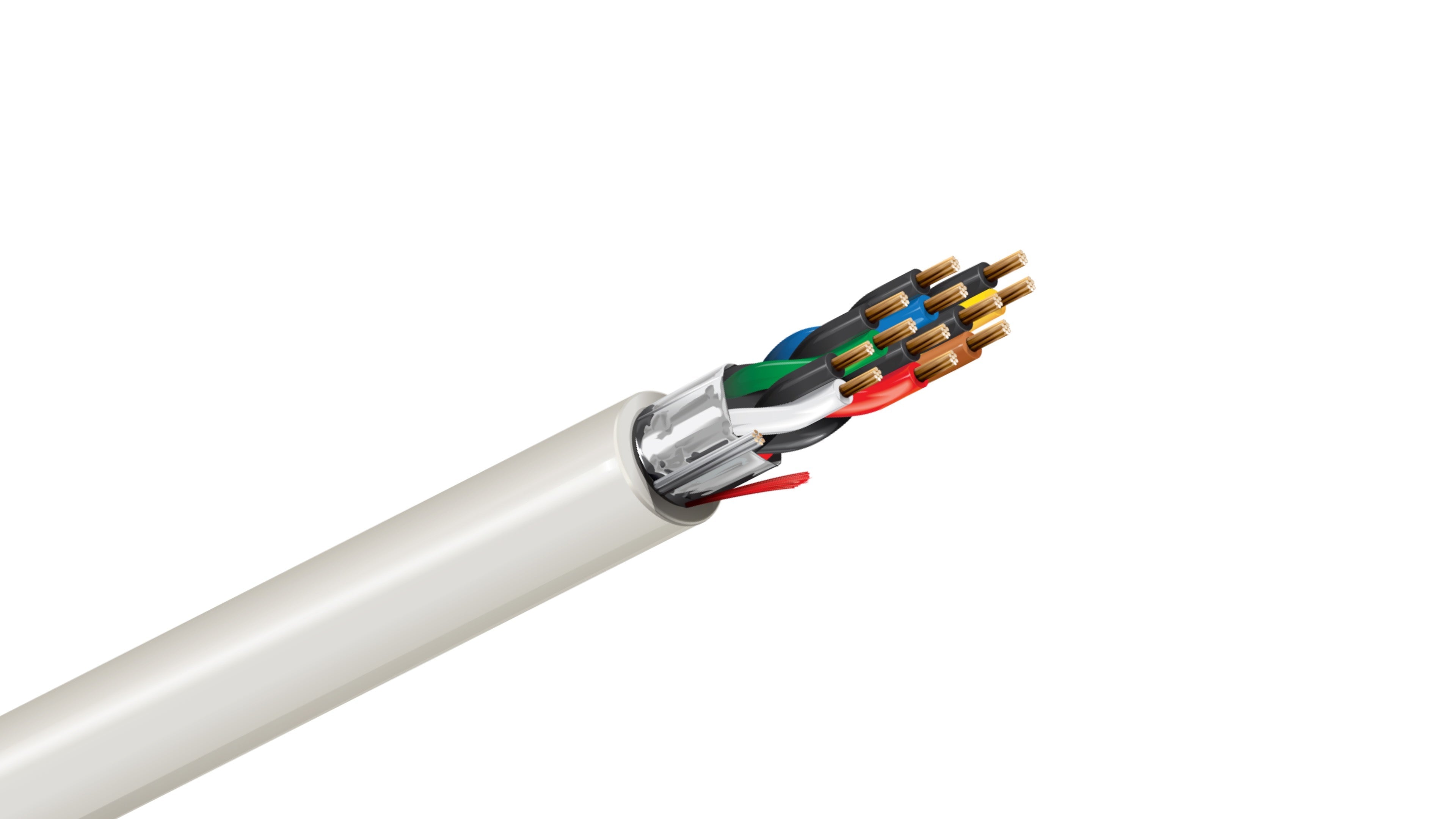 Belden 5445FE Cable, 22 AWG 6-Conductor Shielded, CMP Plenum Rated, Natural PVC Jacket, Security and Control Wire.