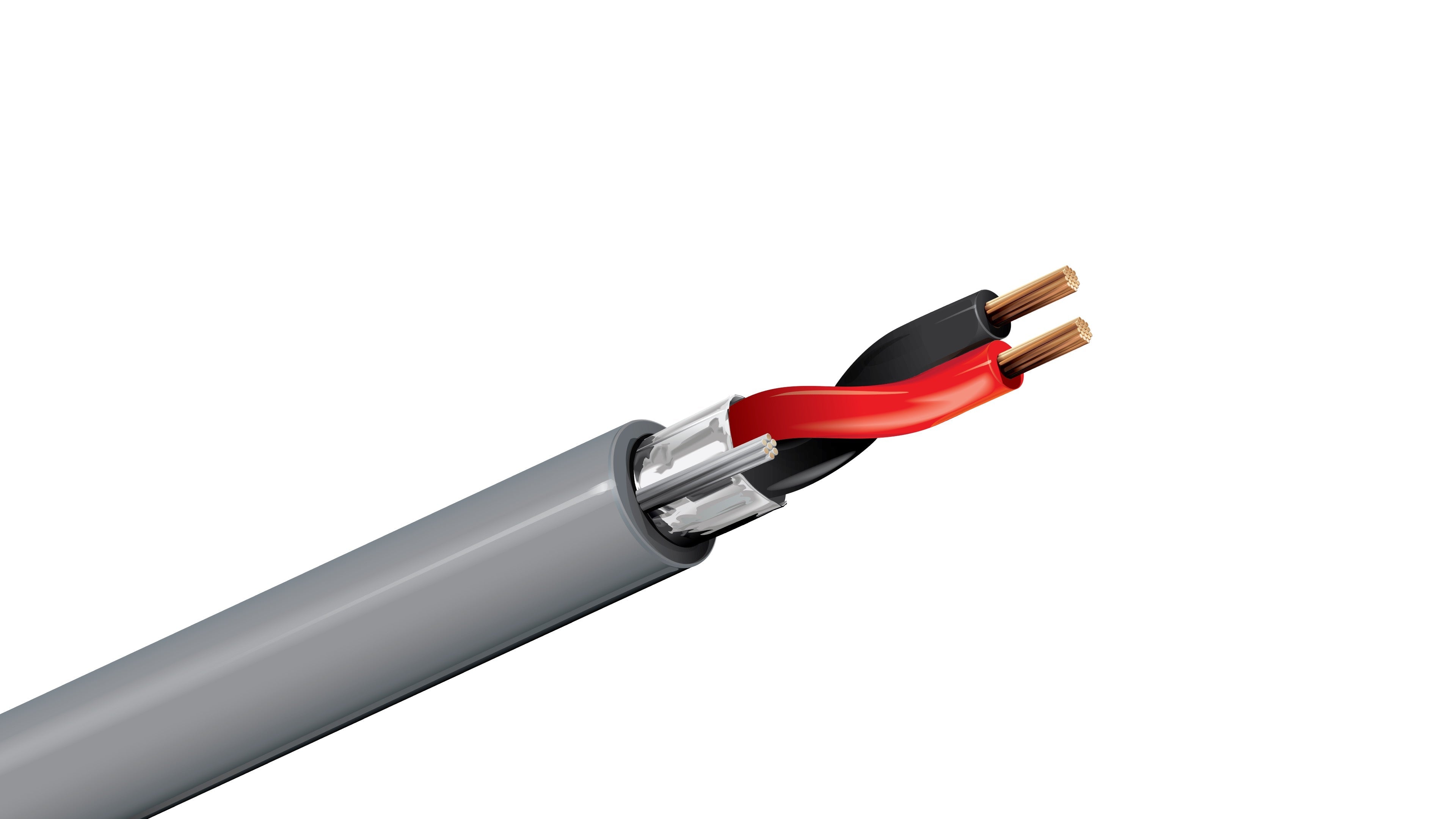 Belden 5500FE Cable, 22 AWG 2-Conductor Shielded, CMR Riser Rated, Grey PVC Jacket, Security and Audio Control Wire.