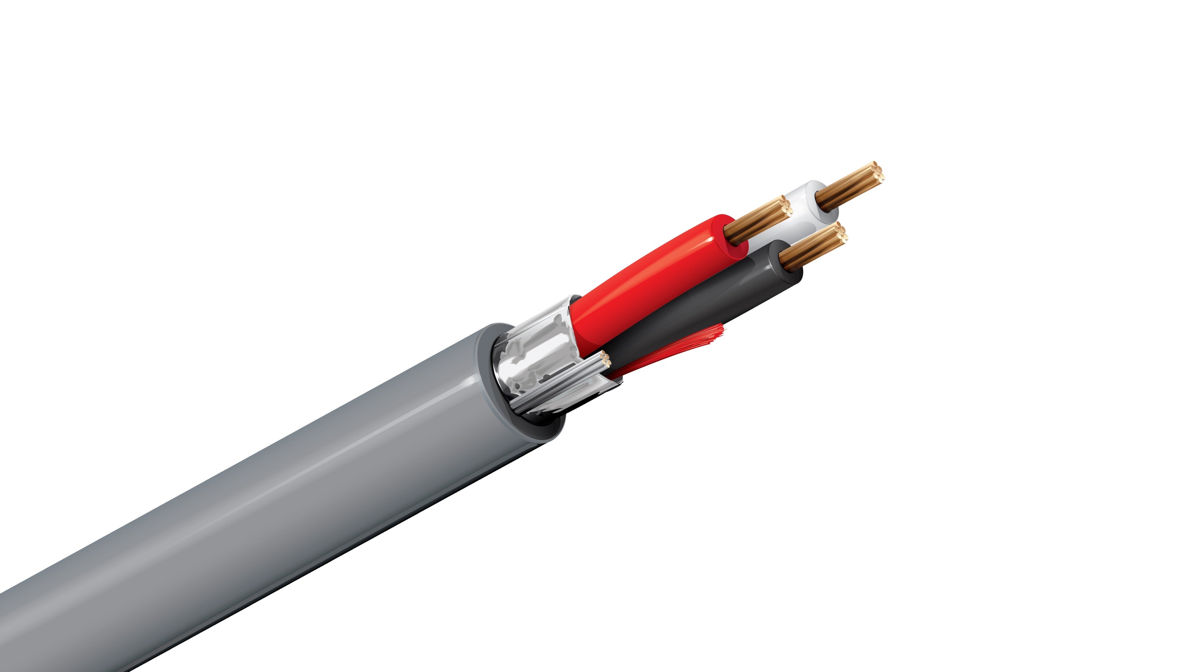 Belden 5501FE Cable, 22 AWG 2-Conductor Shielded, CMR Riser Rated, Grey PVC Jacket, Security and Audio Control Wire.