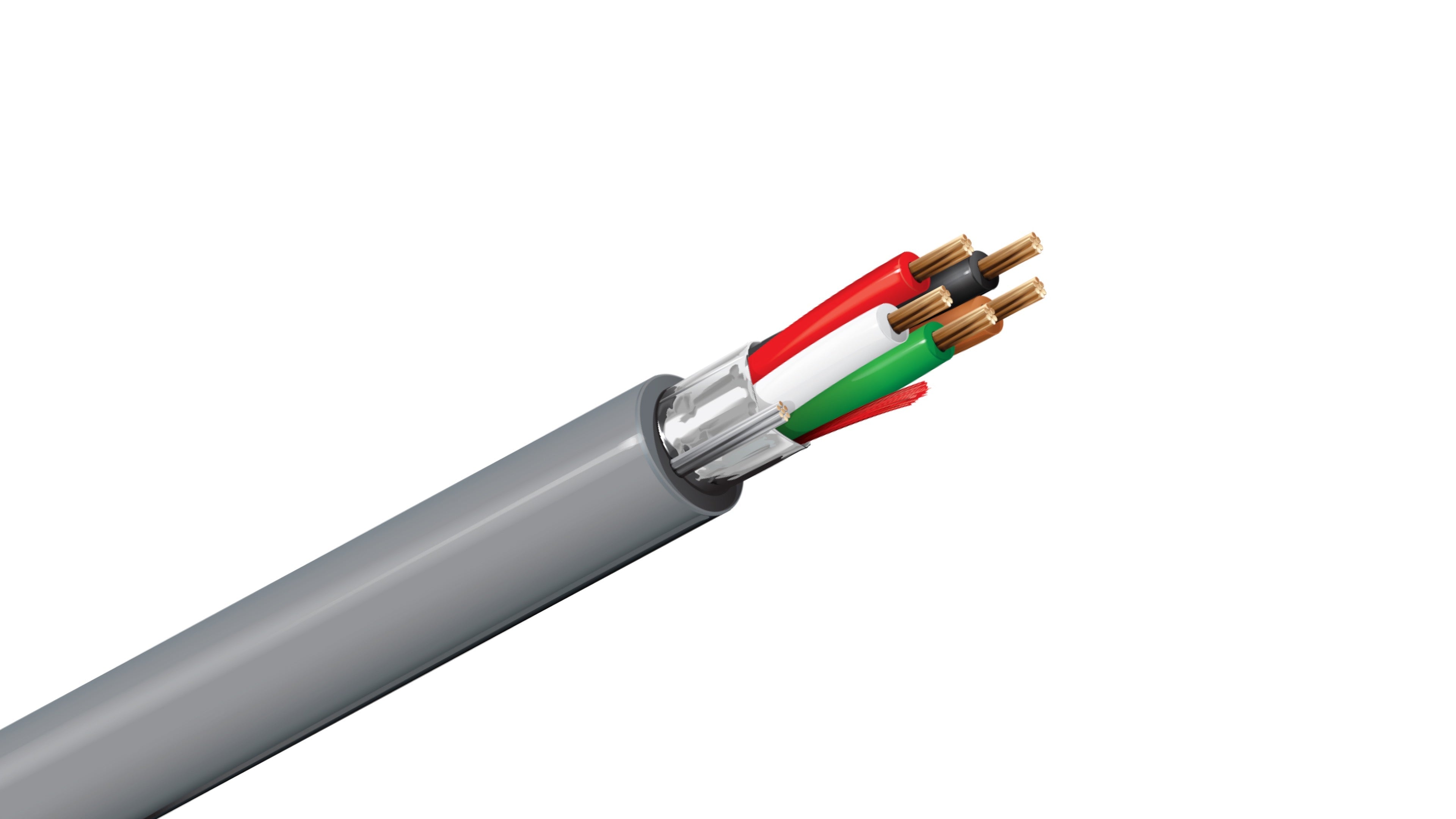 Belden 5503FE Cable, 22 AWG 5-Conductor Shielded, CMR Riser Rated, Grey PVC Jacket, Security and Control Wire.
