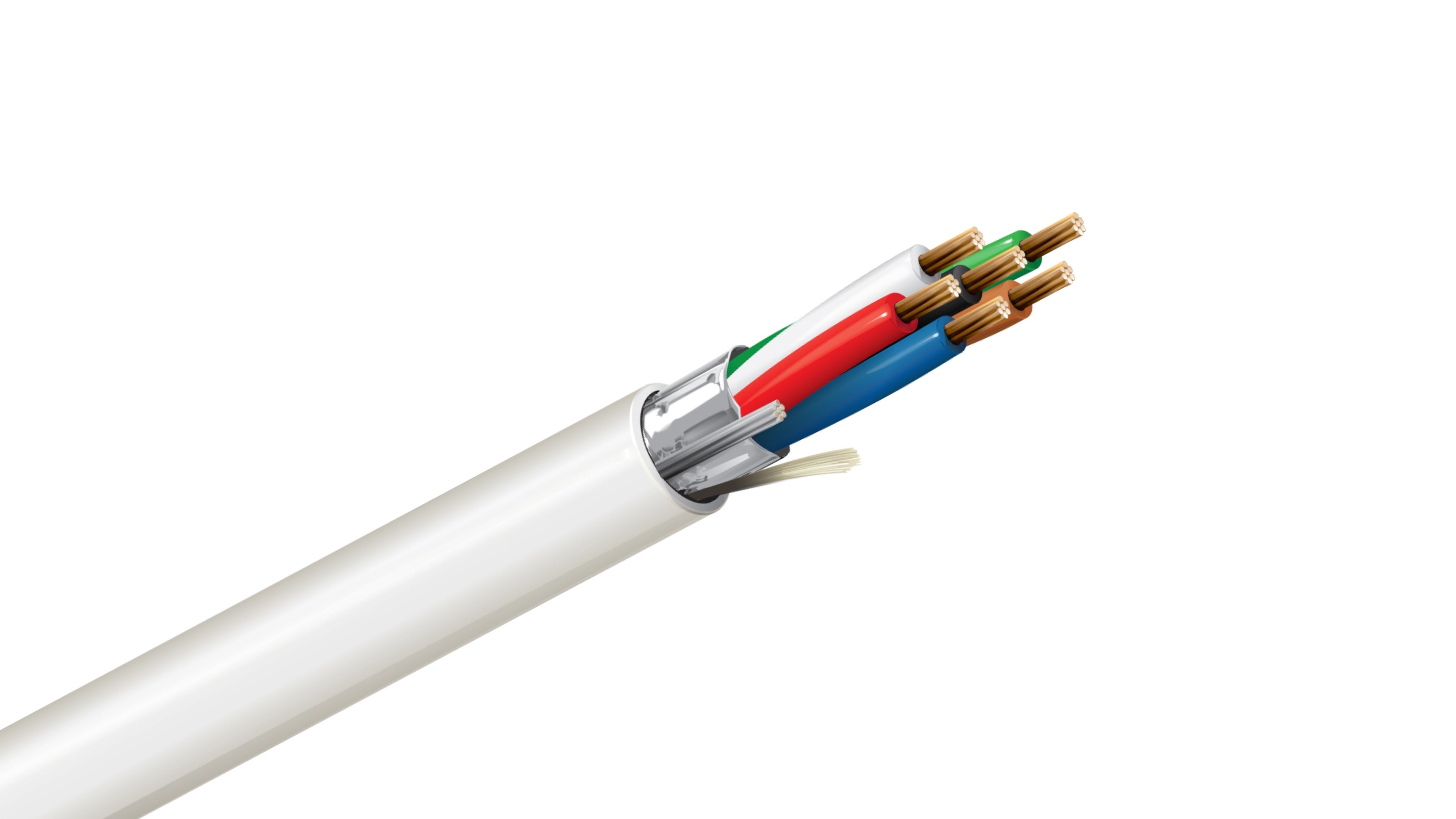 Belden 5504FE Cable, 22 AWG 4-Conductor Shielded, CMR Riser Rated, Grey PVC Jacket, Security and Control Wire.