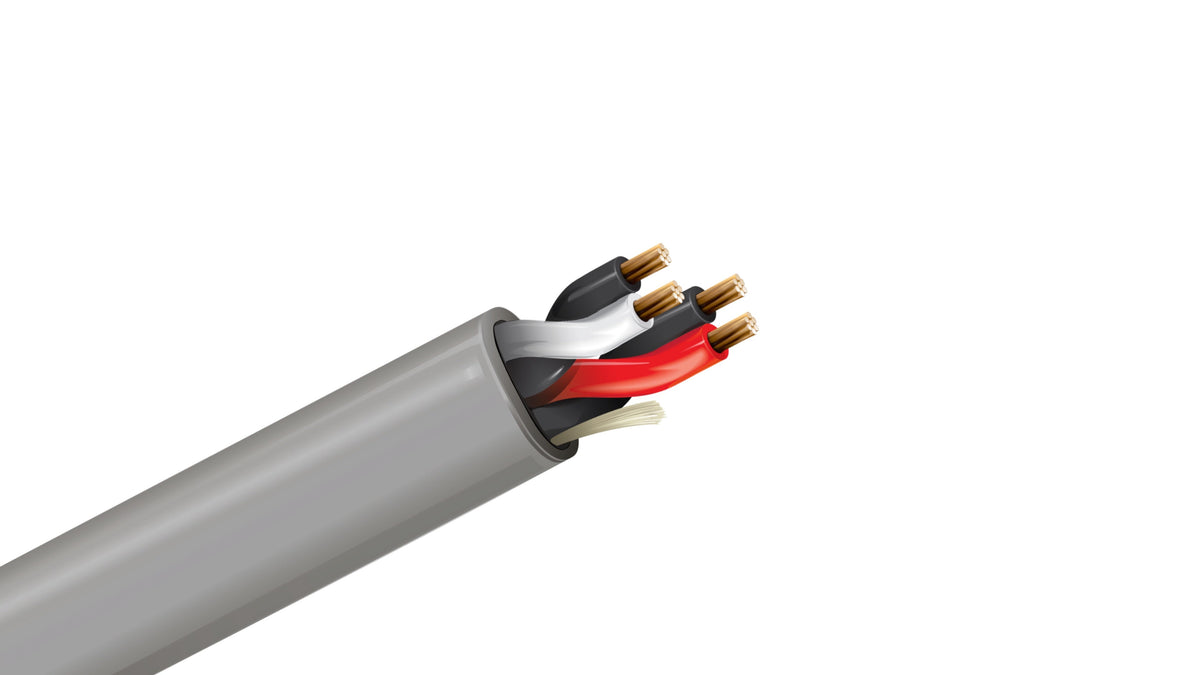 Belden 5541UE Security Cable, 2 Pair 22 AWG Unshielded Stranded Bare Copper, 300V CMR Riser Rated Gray Twisted Control Wire.