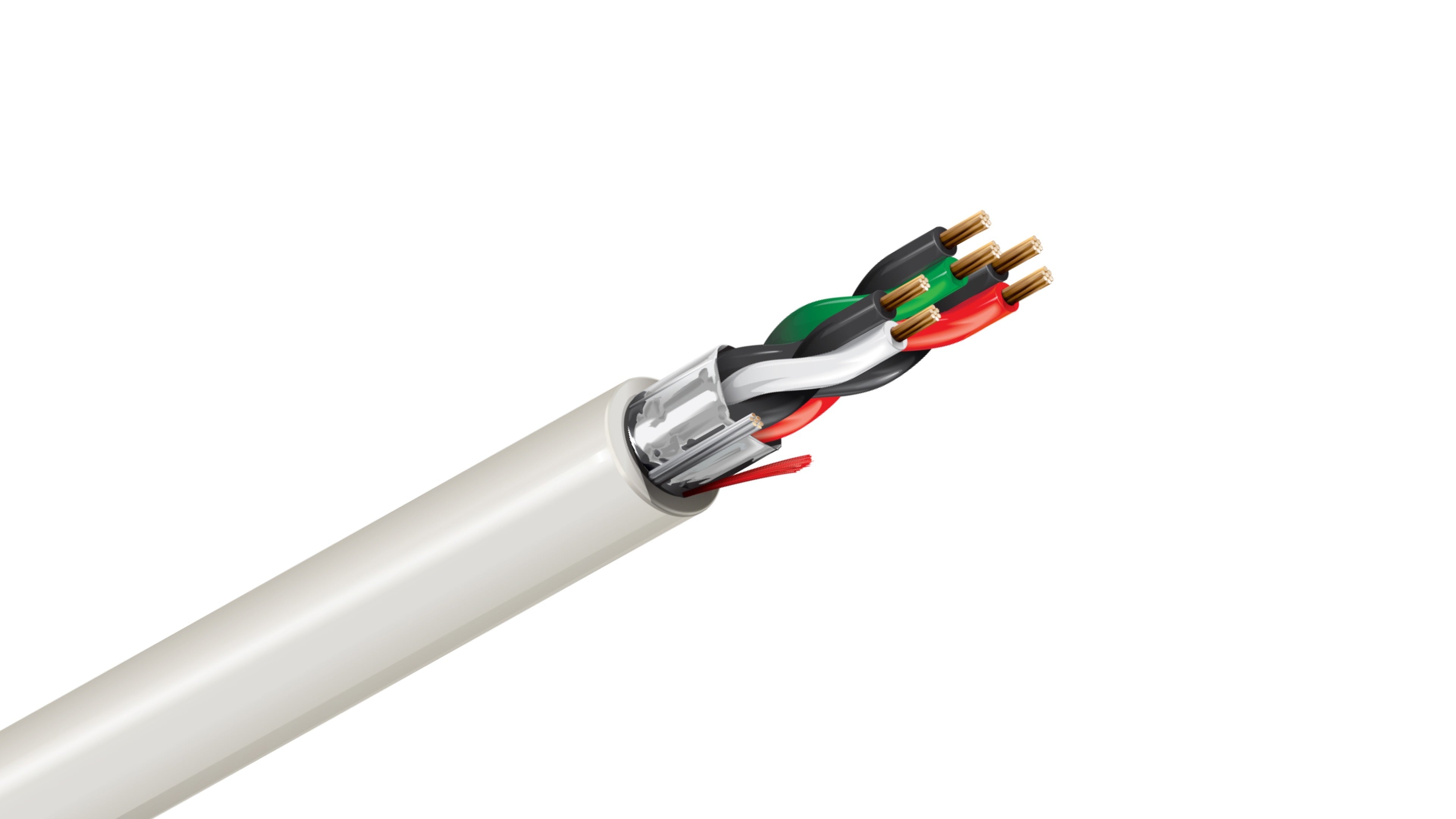 Belden 5542FE Cable, 22 AWG 4-Conductor Shielded, CMP Plenum Rated, PVC Jacket, Security and Audio Control Wire.