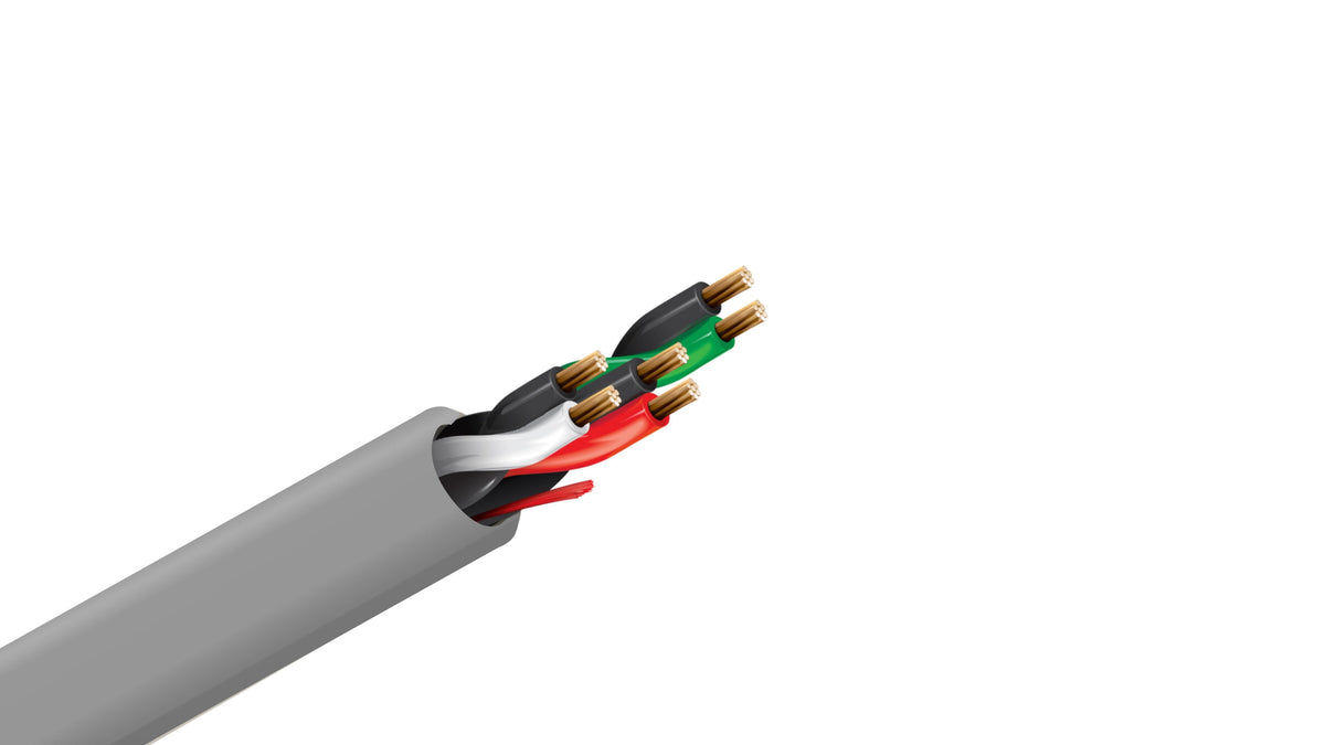 Belden 5542UE Security Cable, 3 Pair 22 AWG Unshielded Stranded Bare Copper, 300V CMR Riser Rated Gray Twisted Control Wire.