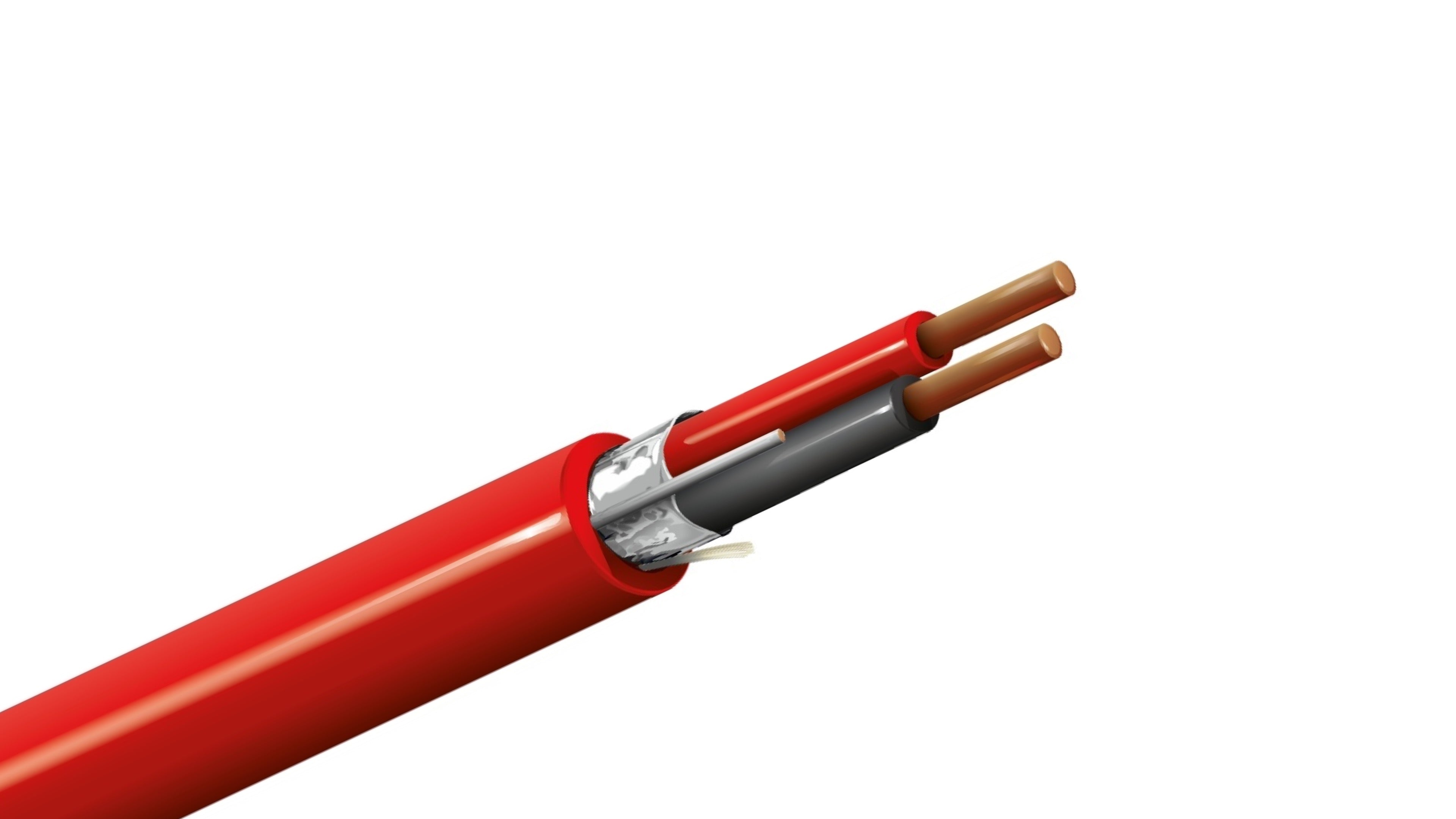 Belden 6020FL Cable, 12 AWG 2-Conductor Solid BC, FPLP Plenum Rated, Red Flamarrest Jacket, Fire Alarm Control Wire.