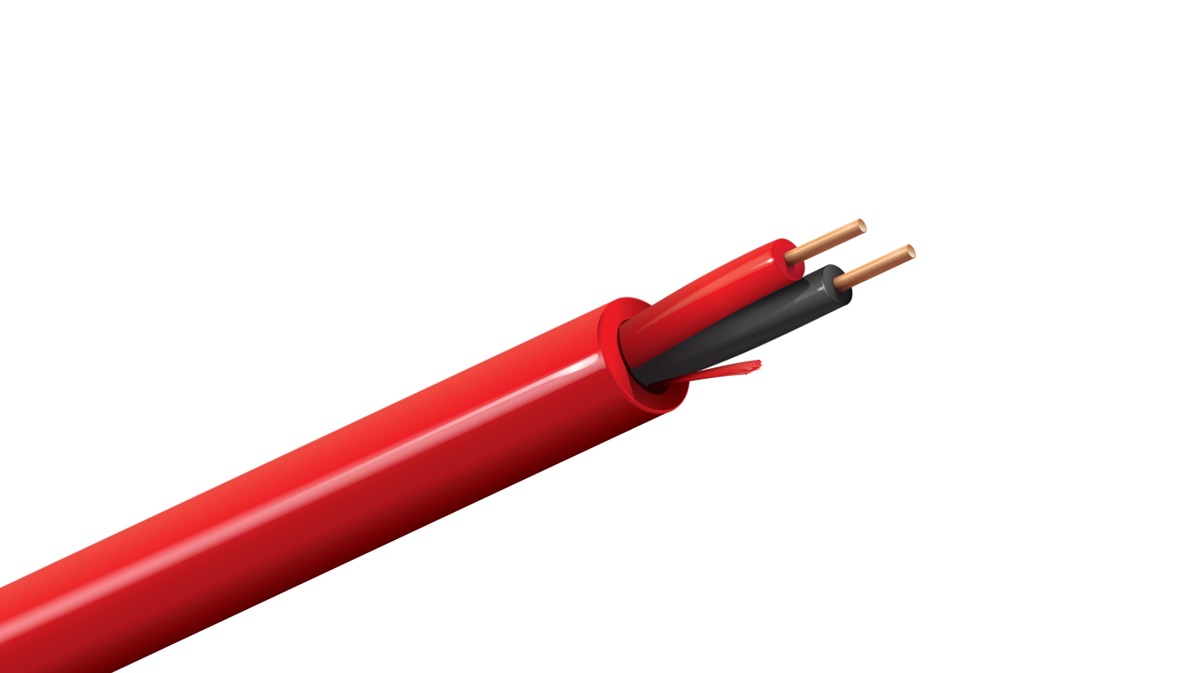 Belden 6020UL Cable, 12 AWG 2-Conductor Solid BC, FPLP Plenum Rated, Red Flamarrest Jacket, Fire Alarm Control Wire.