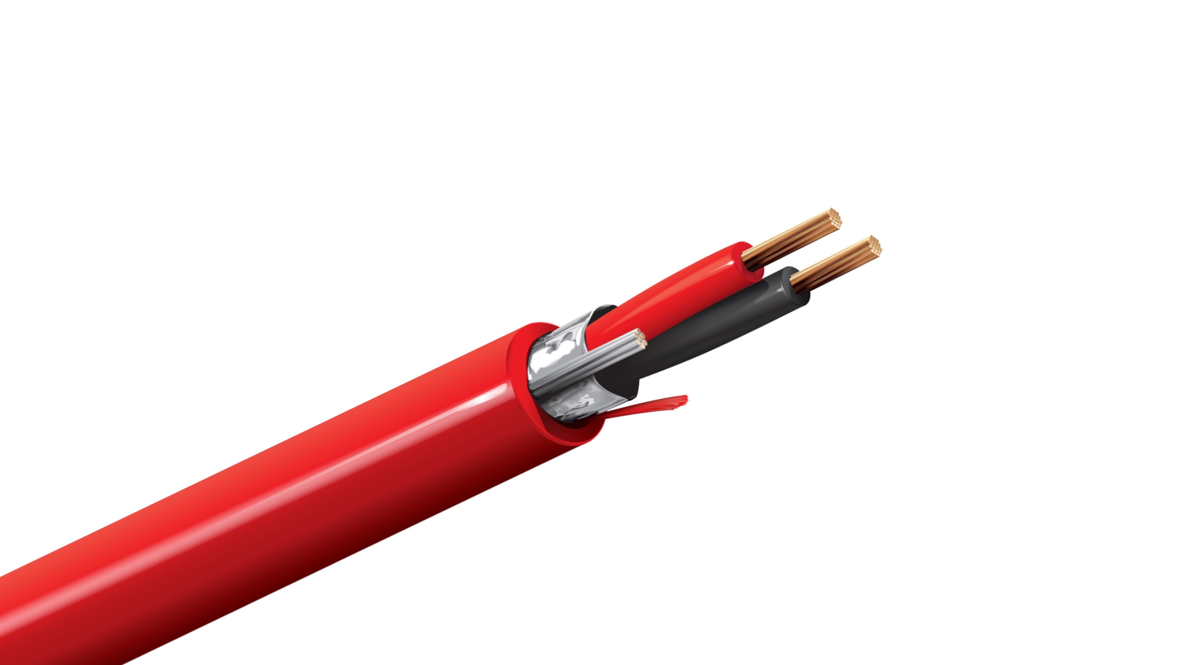 Belden 6100FL Cable, 14 AWG 2-Conductor Stranded BC, FPLP Plenum Rated, Red Flamarrest Jacket, Fire Alarm Control Wire.