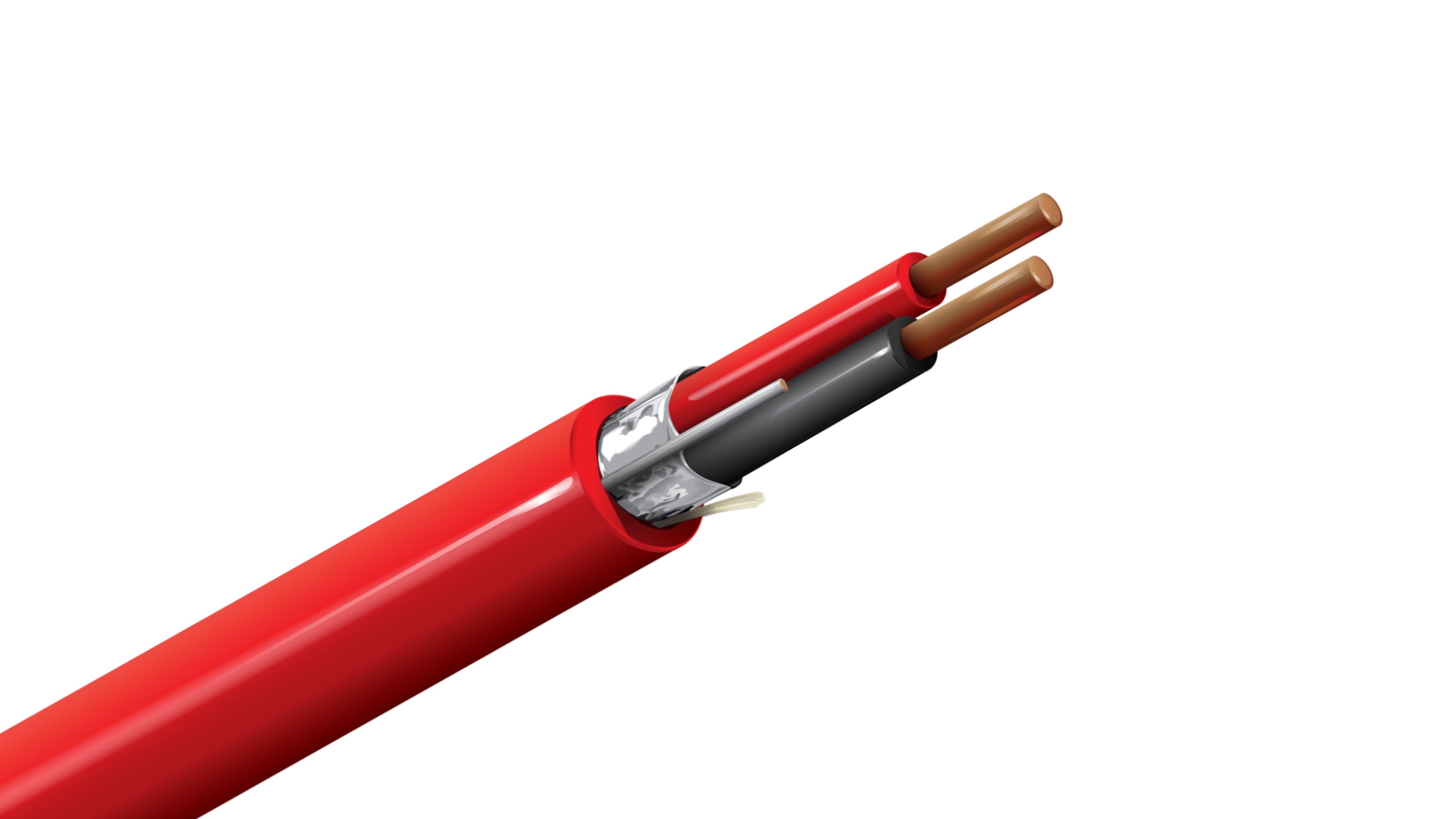 Belden 6120FL Cable, 14 AWG 2-Conductor Solid BC, FPLP Plenum Rated, Red Flamarrest Jacket, Fire Alarm Control Wire.