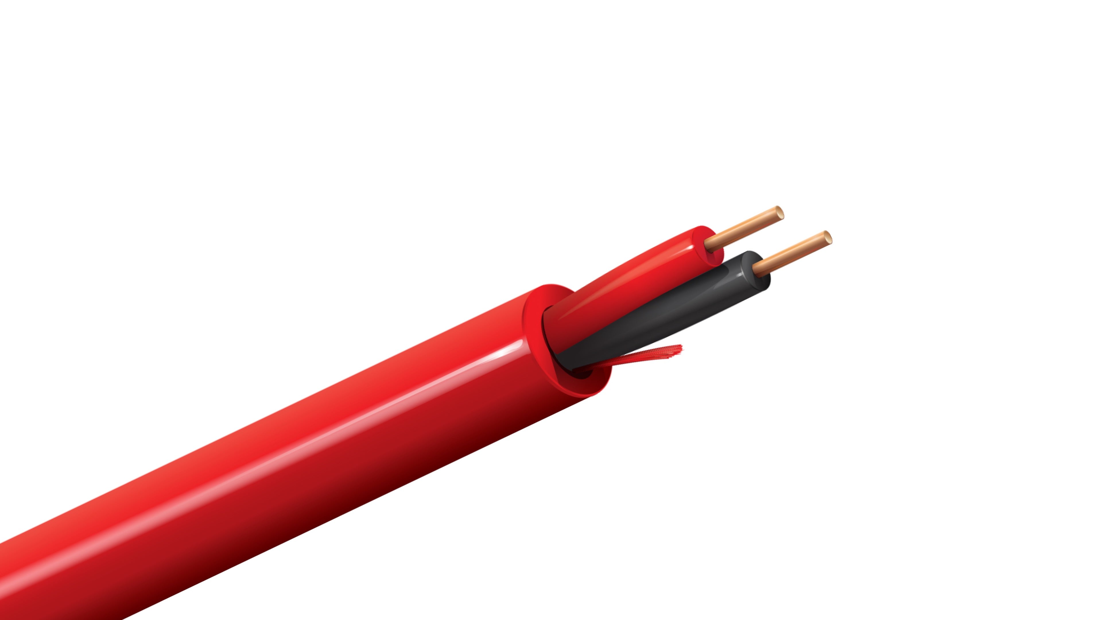 Belden 6120UL Cable, 14 AWG 2-Conductor Solid BC, FPLP Plenum Rated, Red Flamarrest Jacket, Fire Alarm Control Wire.