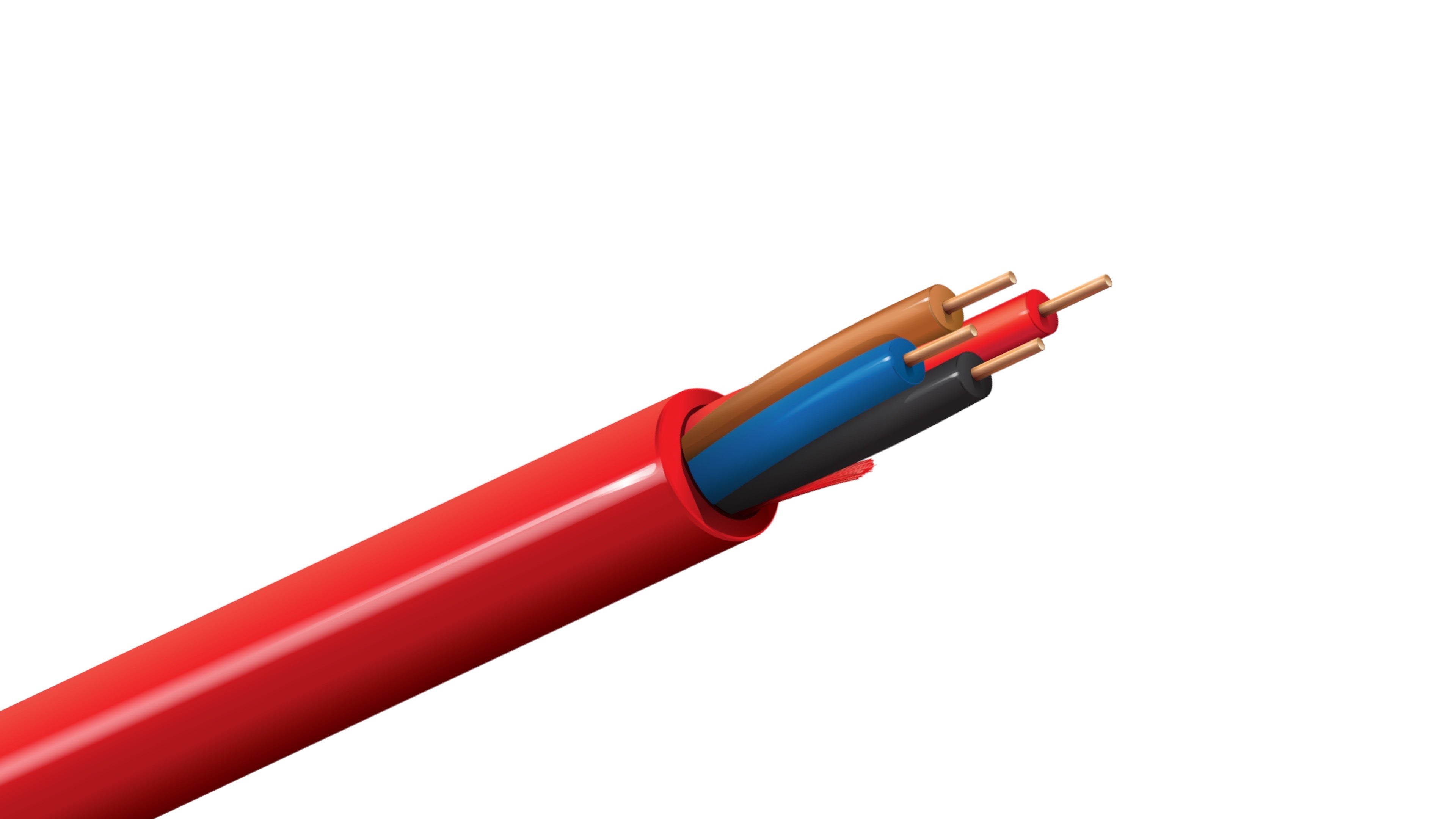 Belden 6122UL Cable, 14 AWG 4-Conductor Solid BC, FPLP Plenum Rated, Red Flamarrest Jacket, Fire Alarm Control Wire.