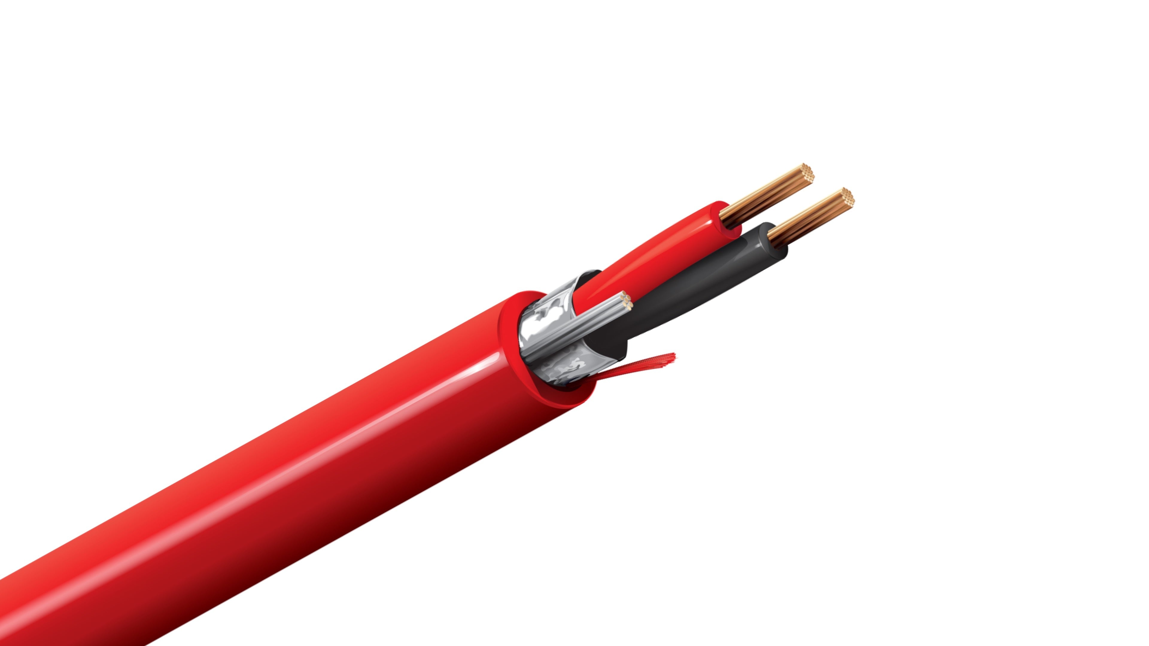 Belden 6200FL Cable, 16 AWG 2-Conductor Shielded, FPLP Plenum Rated, Red Flamarrest Jacket, Fire Alarm Control Wire.