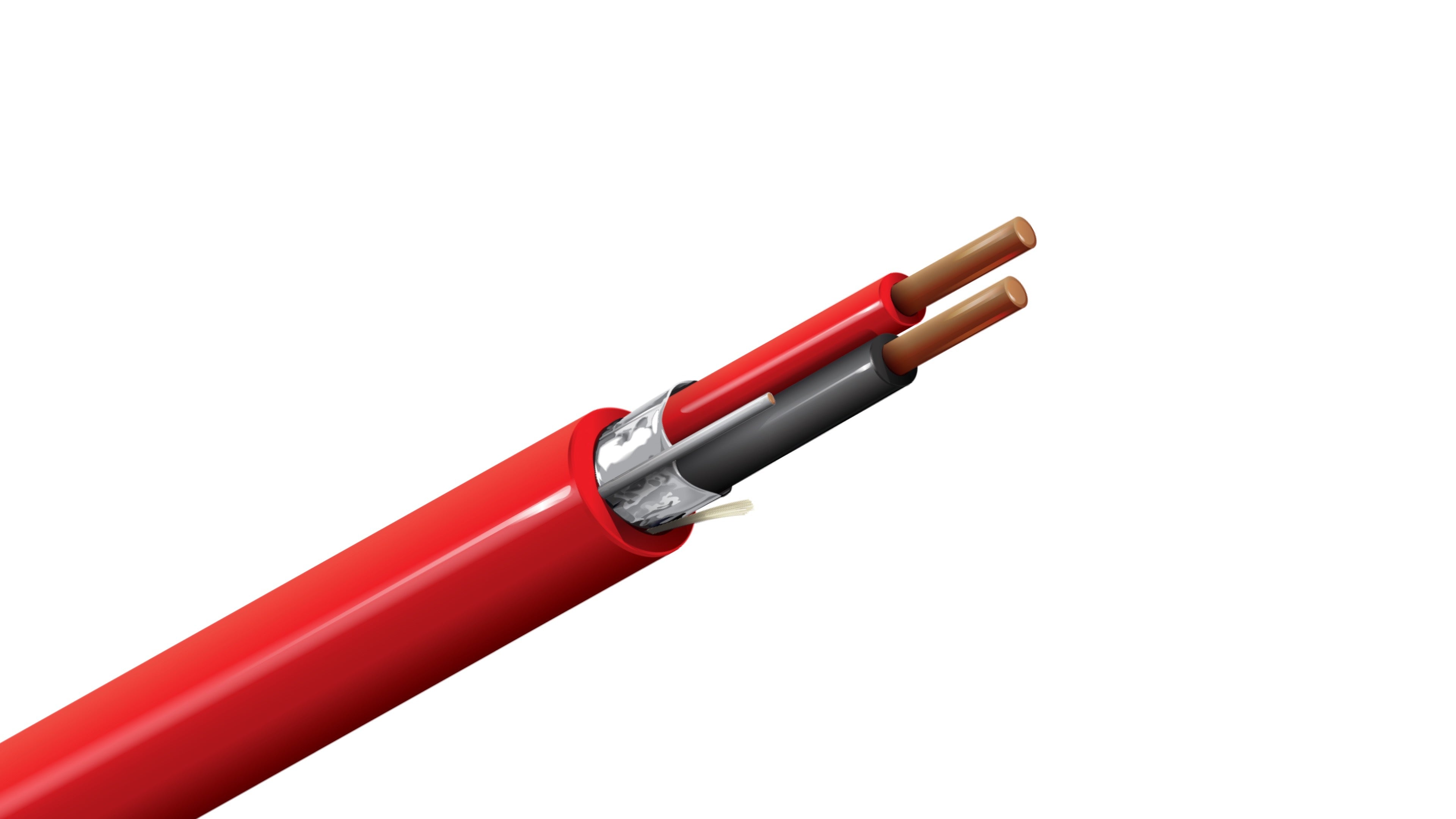 Belden 6320FL Cable, 18 AWG 2-Conductor Stranded BC, FPLP Plenum Rated, Red Flamarrest Jacket, Fire Alarm Control Wire.