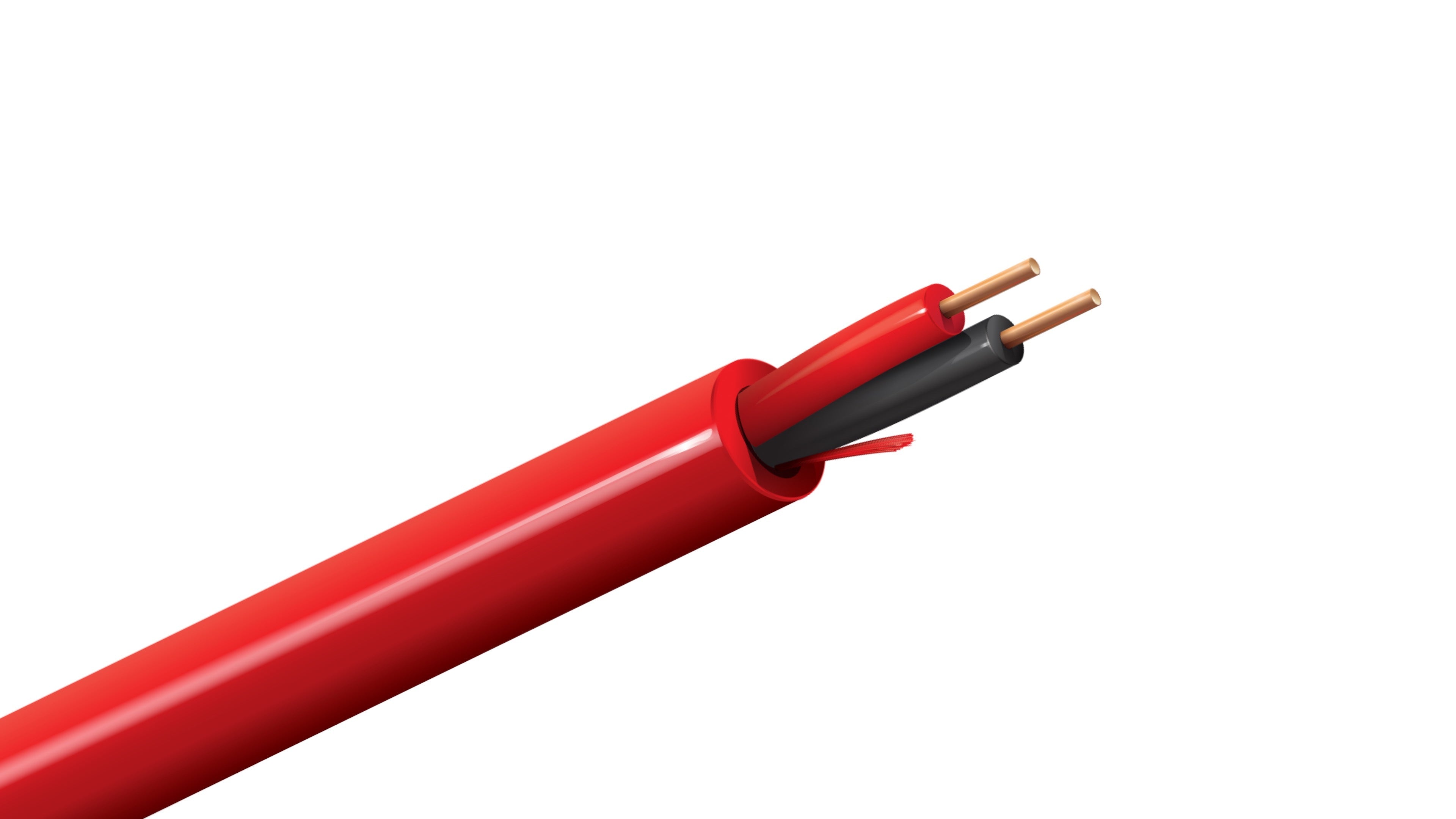 Belden 6320UL Cable, 18 AWG 2-Conductor Stranded BC, FPLP Plenum Rated, Red Flamarrest Jacket, Fire Alarm Control Wire.