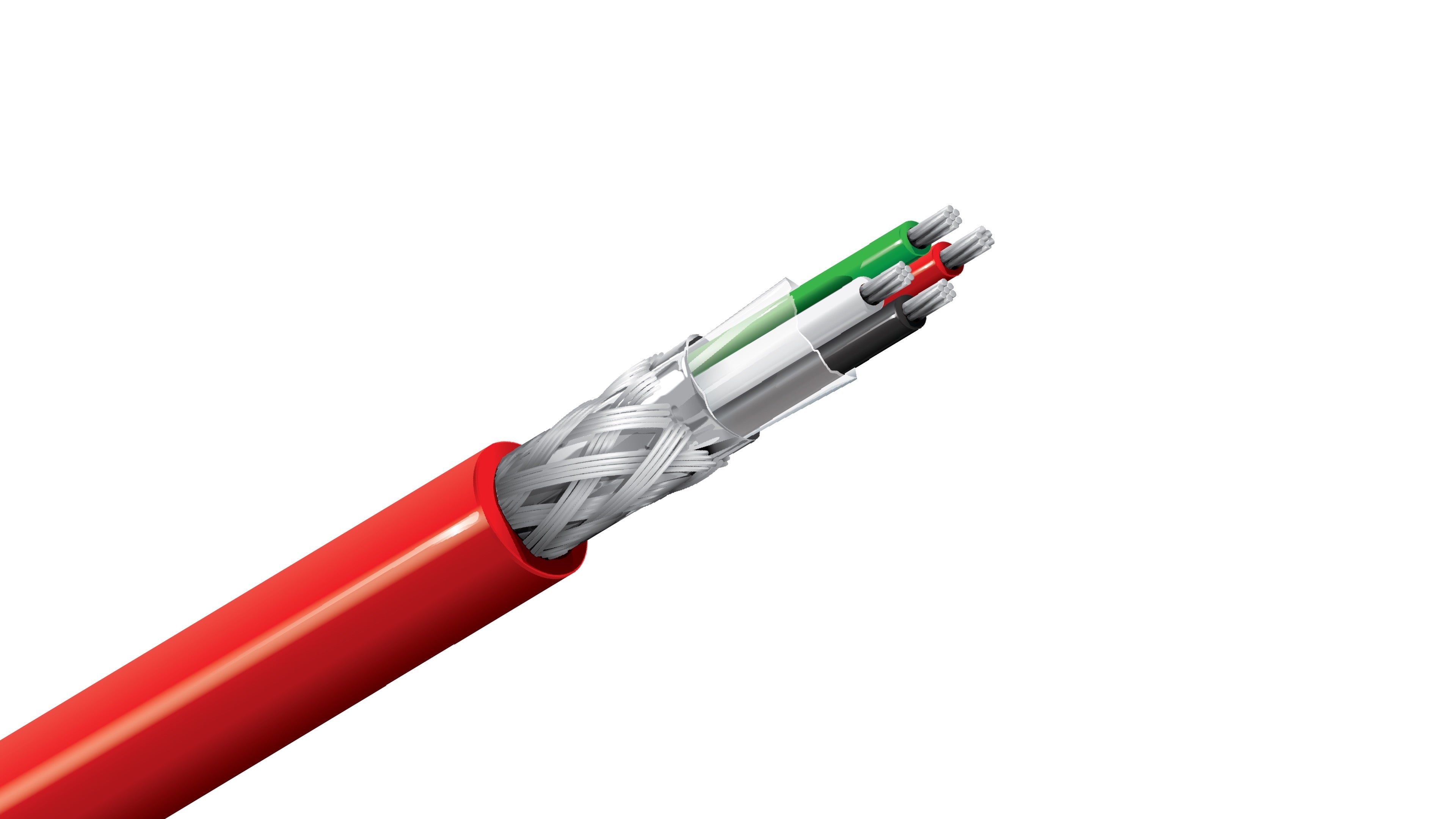 Belden 83504 Cable, 24 AWG 4-Conductor Shielded Wire, FEP Insulation and Jacket, 200°C High-Temp Control Cable.